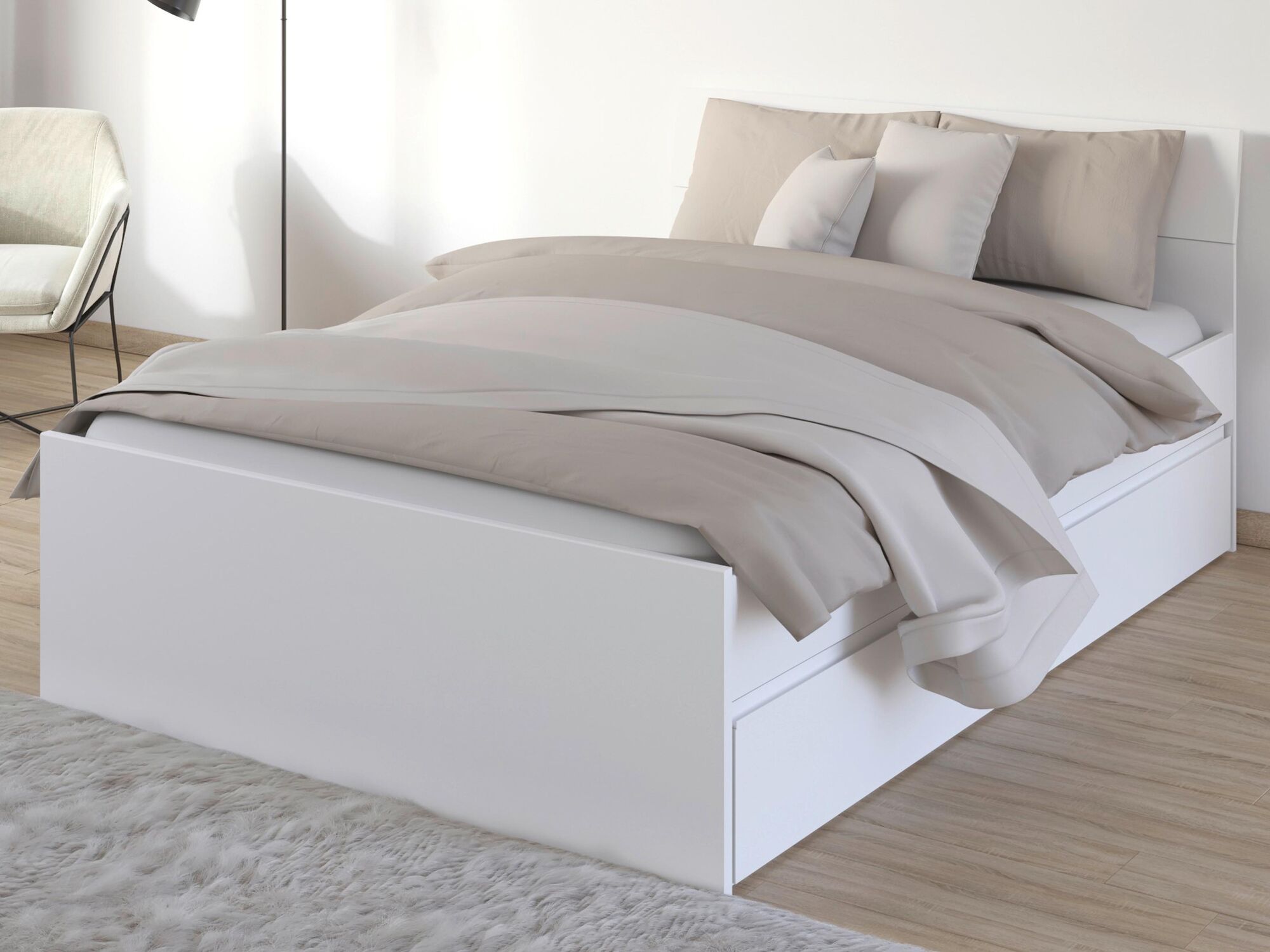 Lit JOHAN 140x200 cm blanc