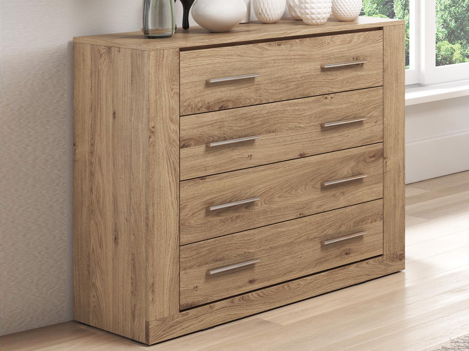 Commode ARTI 4 tiroirs chêne shetland