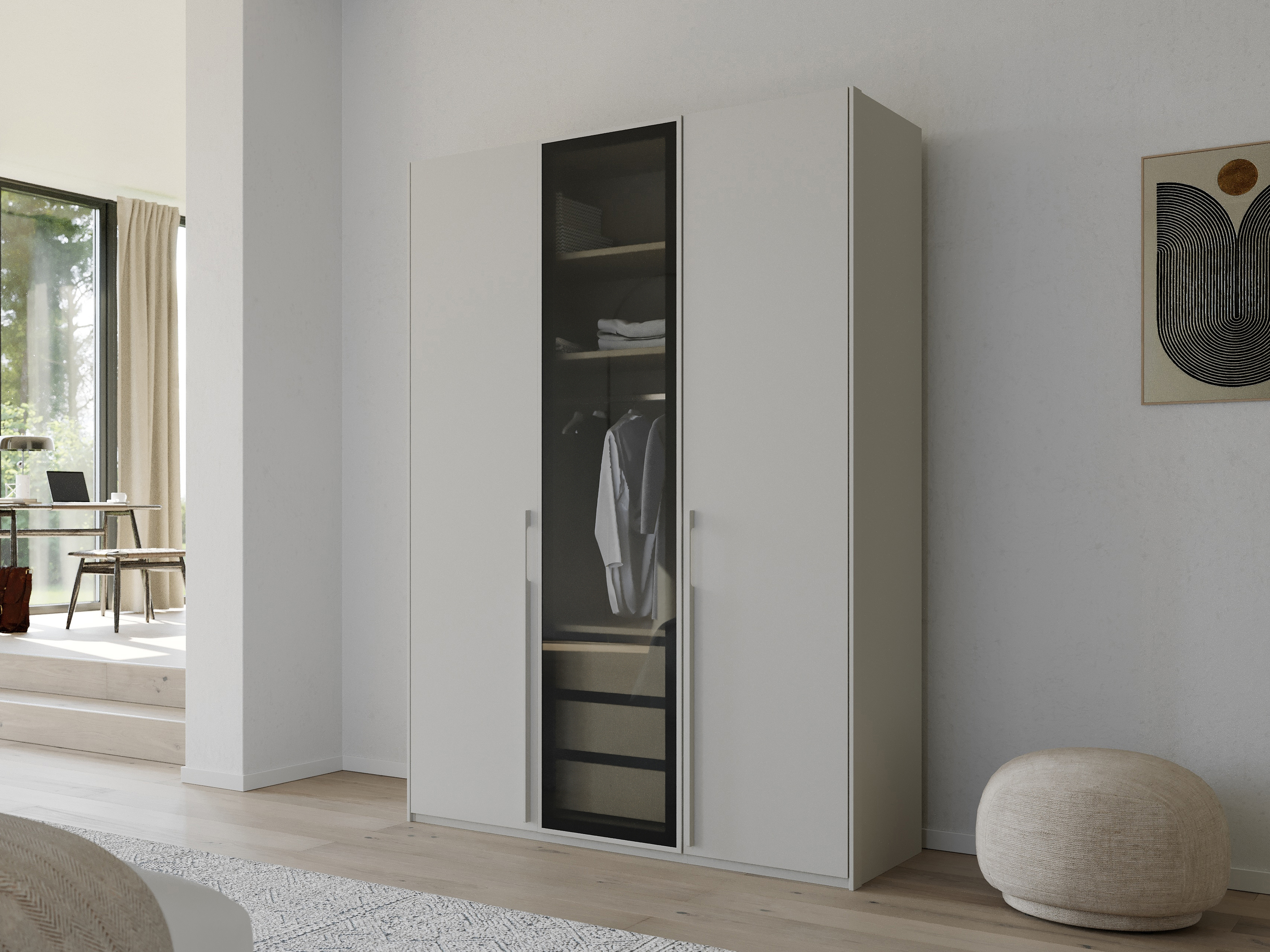 Armoire SHINY 3 portes gris soie