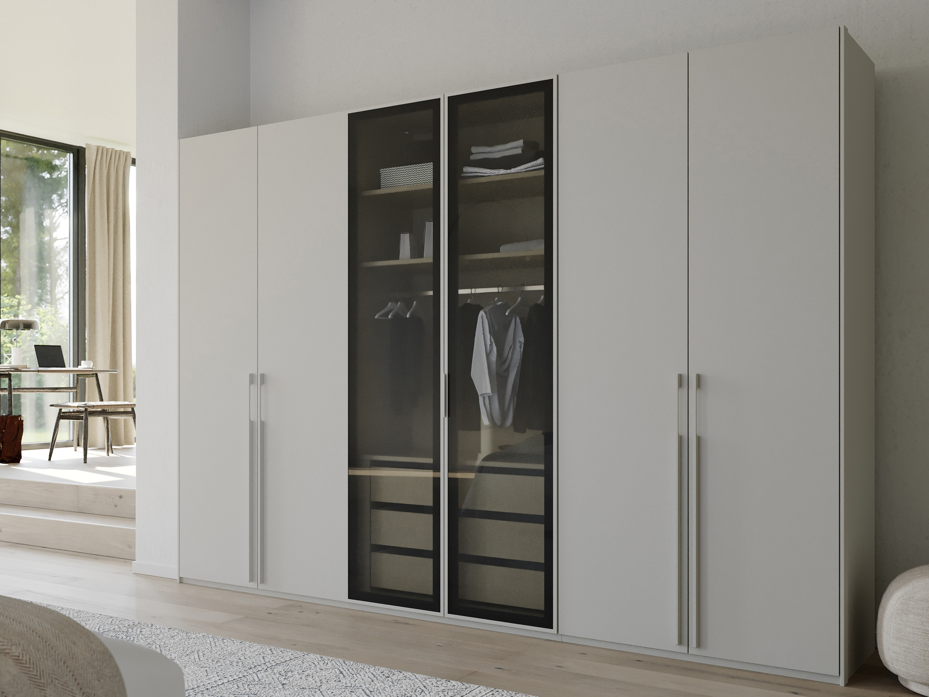 Armoire SHINY 6 portes gris soie