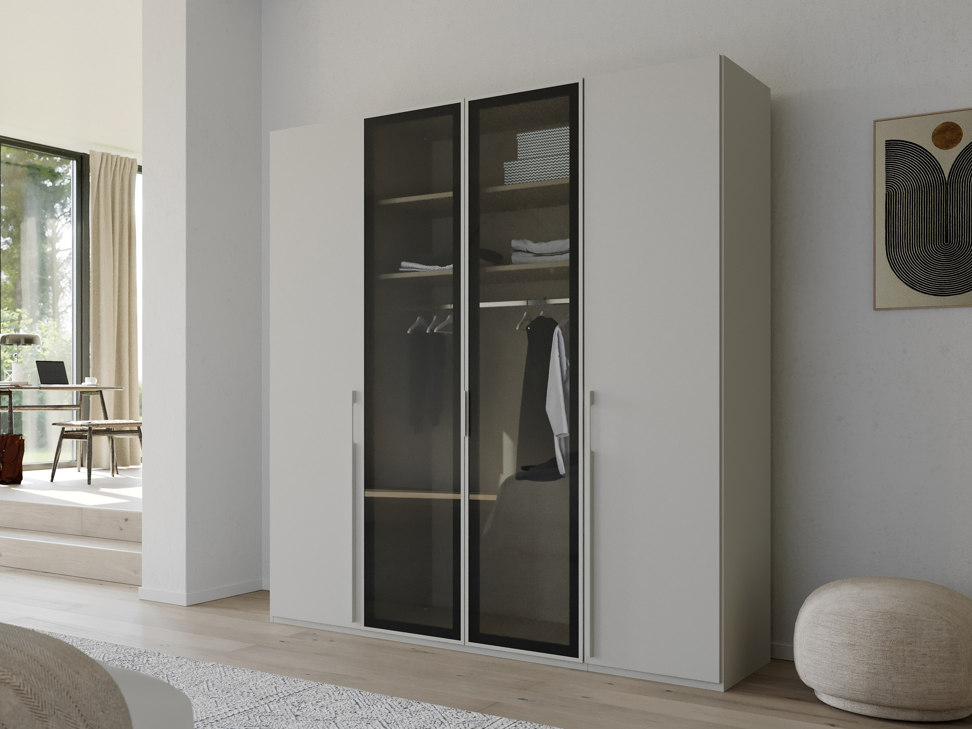Armoire SINAMA 4 portes gris soie