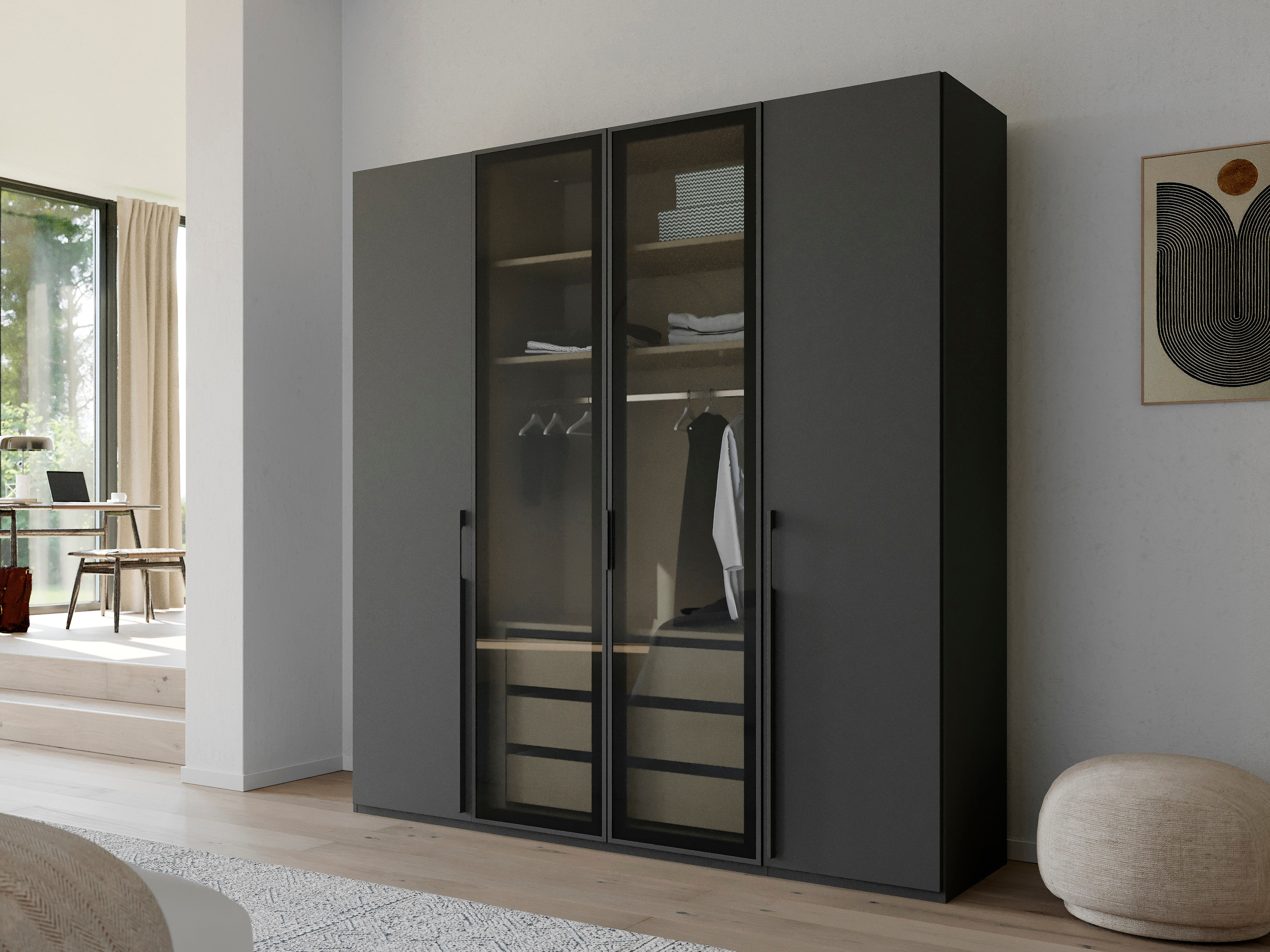 Armoire SHINY 4 portes graphite