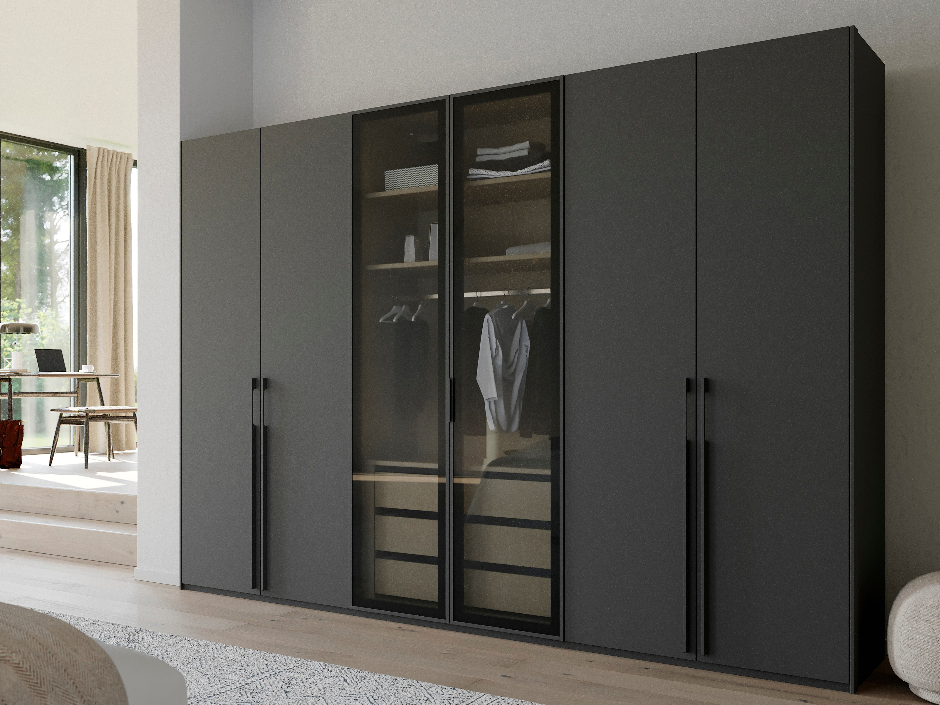 Armoire SHINY 6 portes graphite