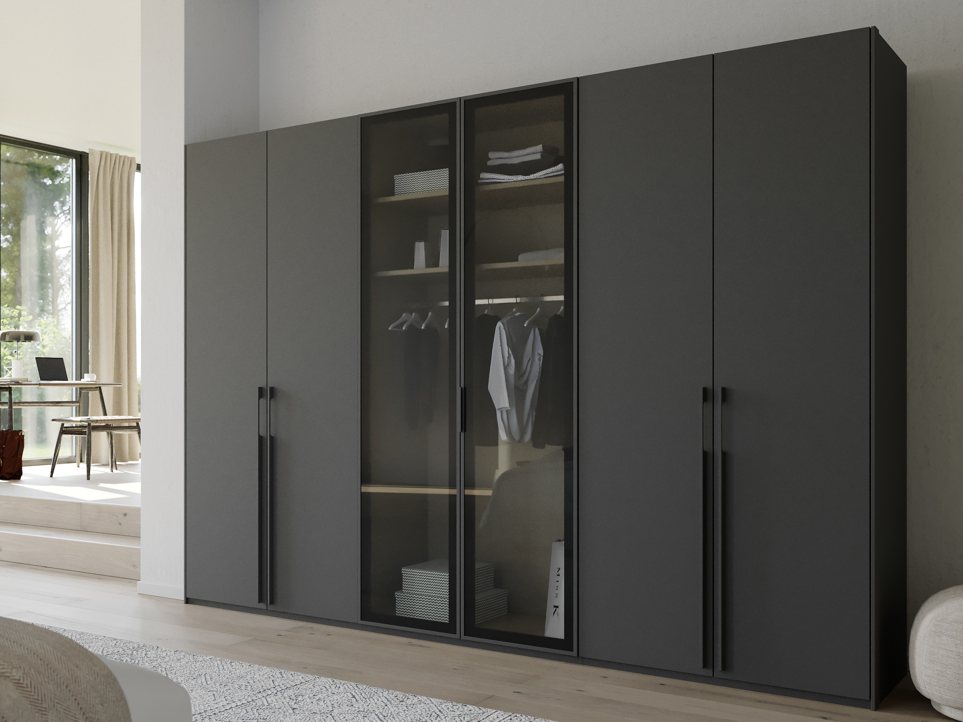 Armoire SINAMA 6 portes graphite