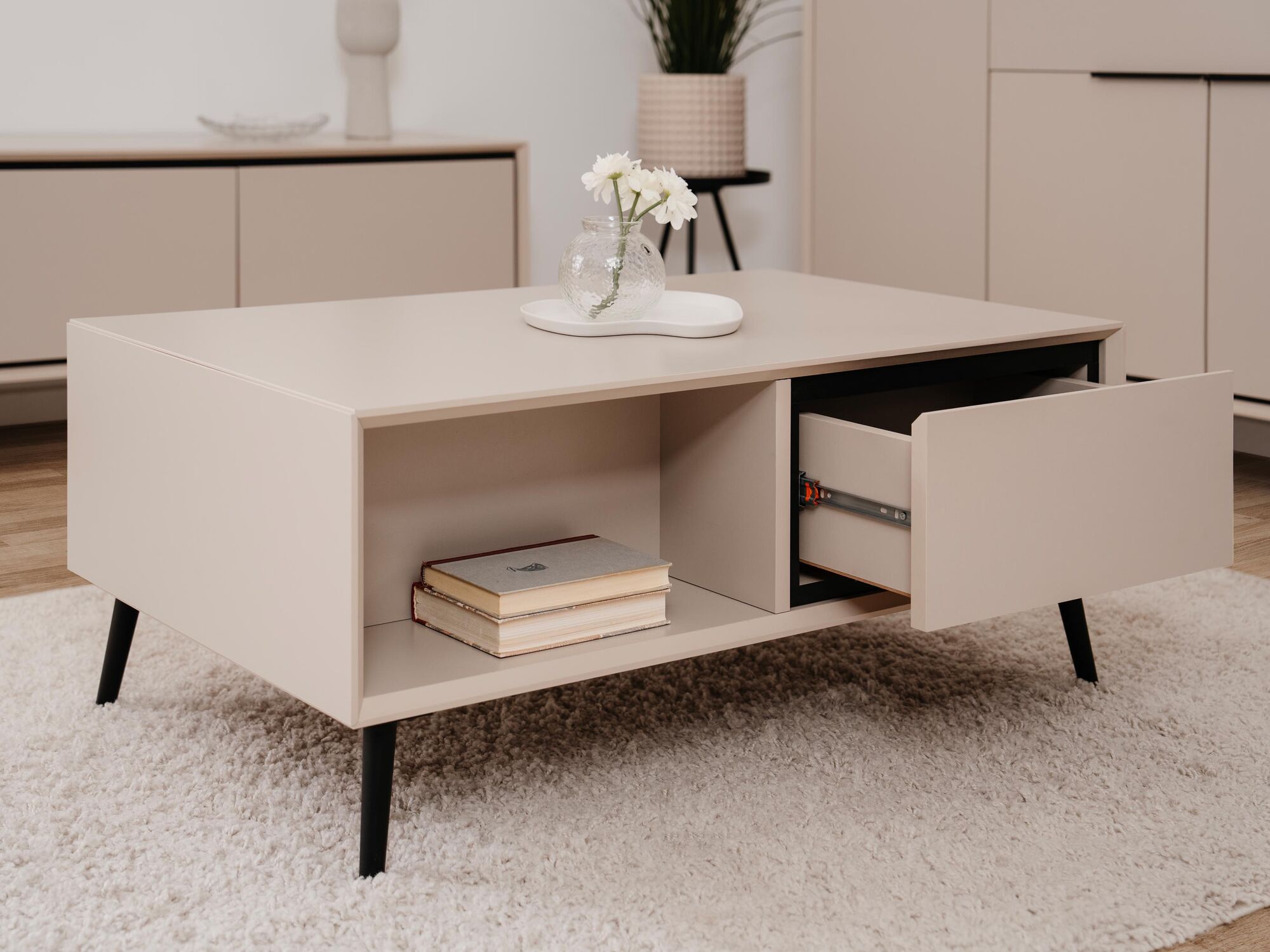 Table basse ANOLARO 2 tiroirs sable