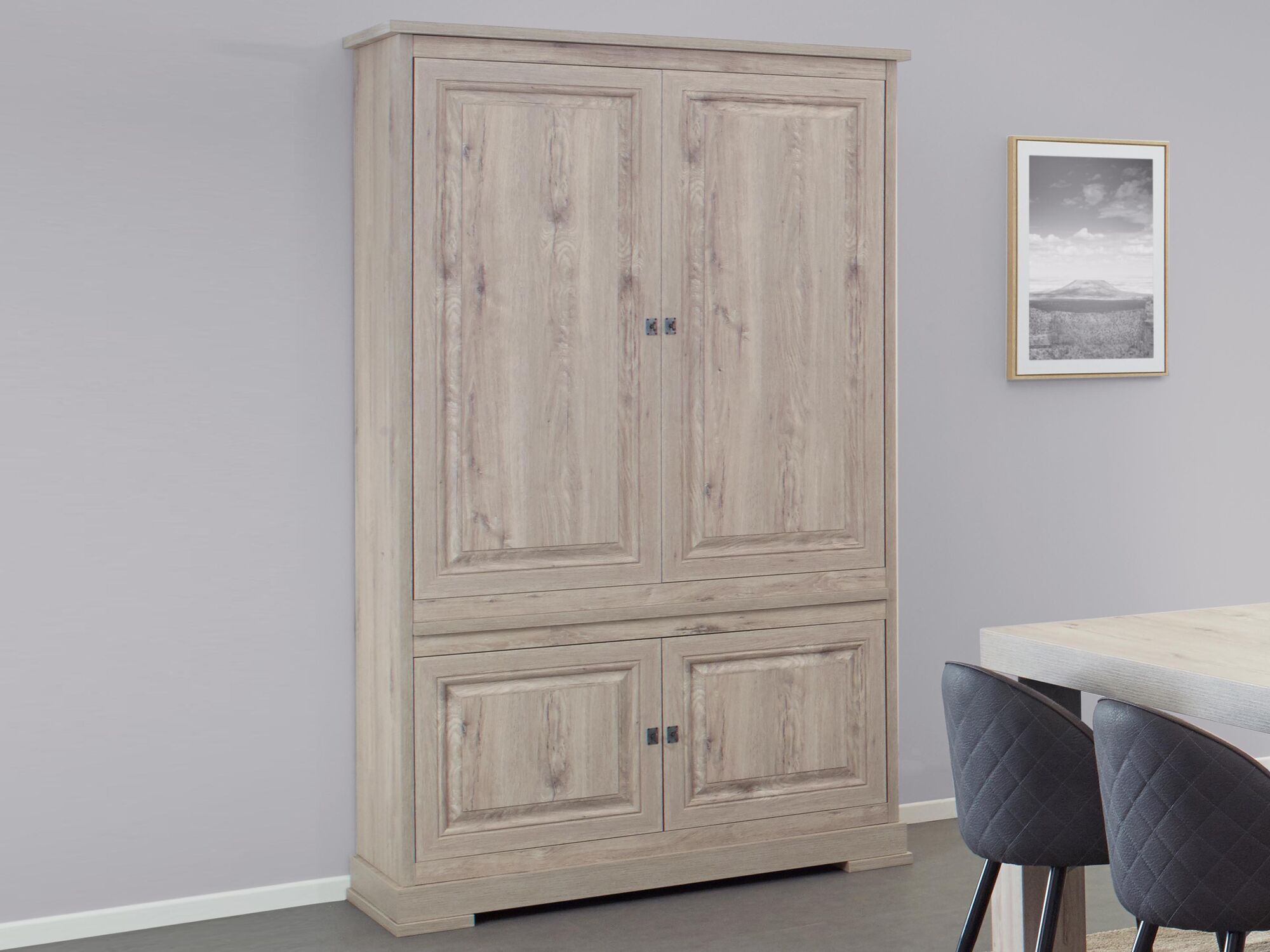 Meuble bar KENNY 4 portes chêne millenium clair