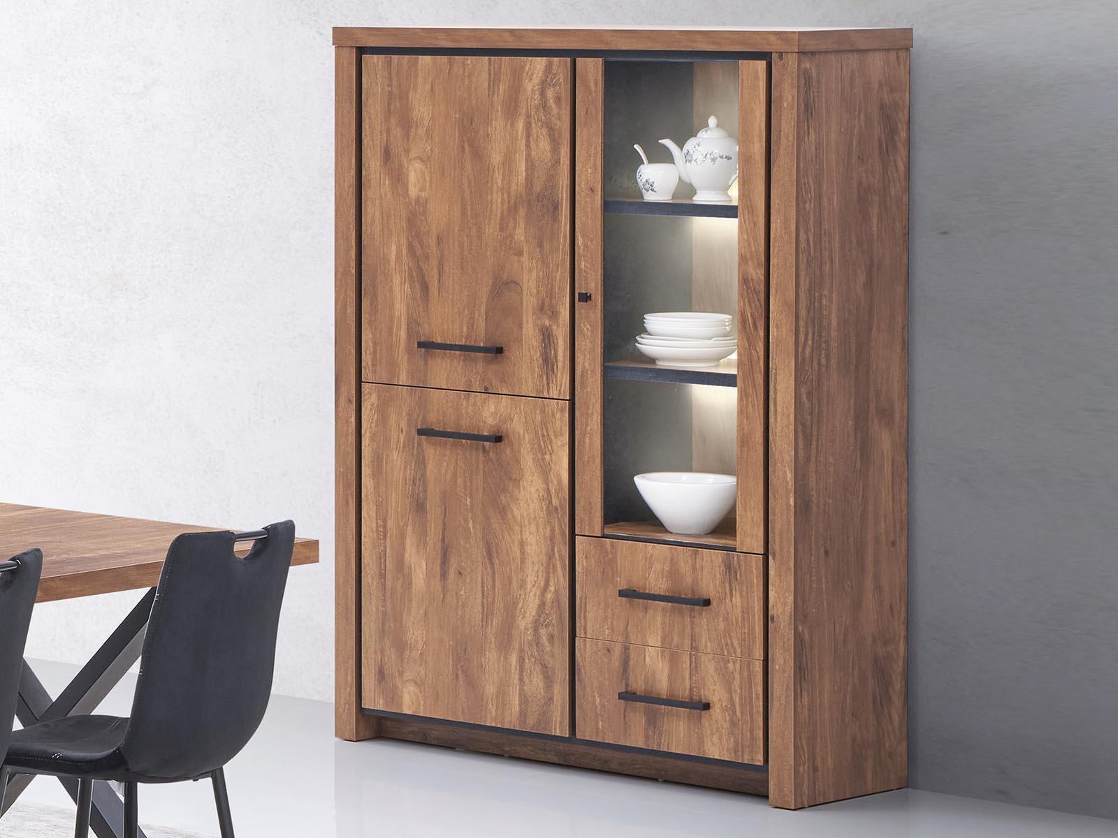 Bar ENZO 3 portes 2 tiroirs acacia