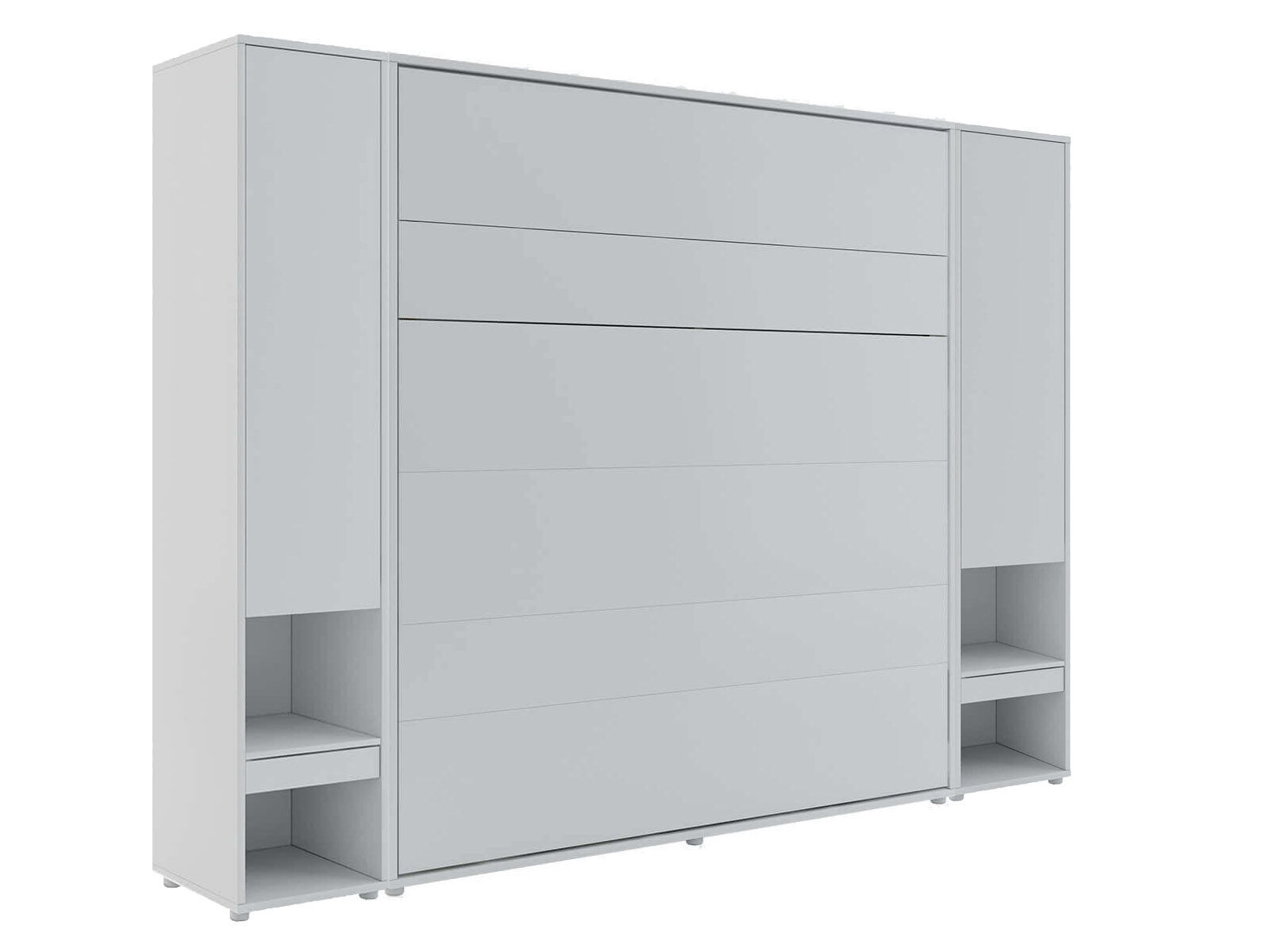 Lit mural escamotable CONCEPTION PRO 180x200 cm gris mat (vertical) avec armoires et matelas
