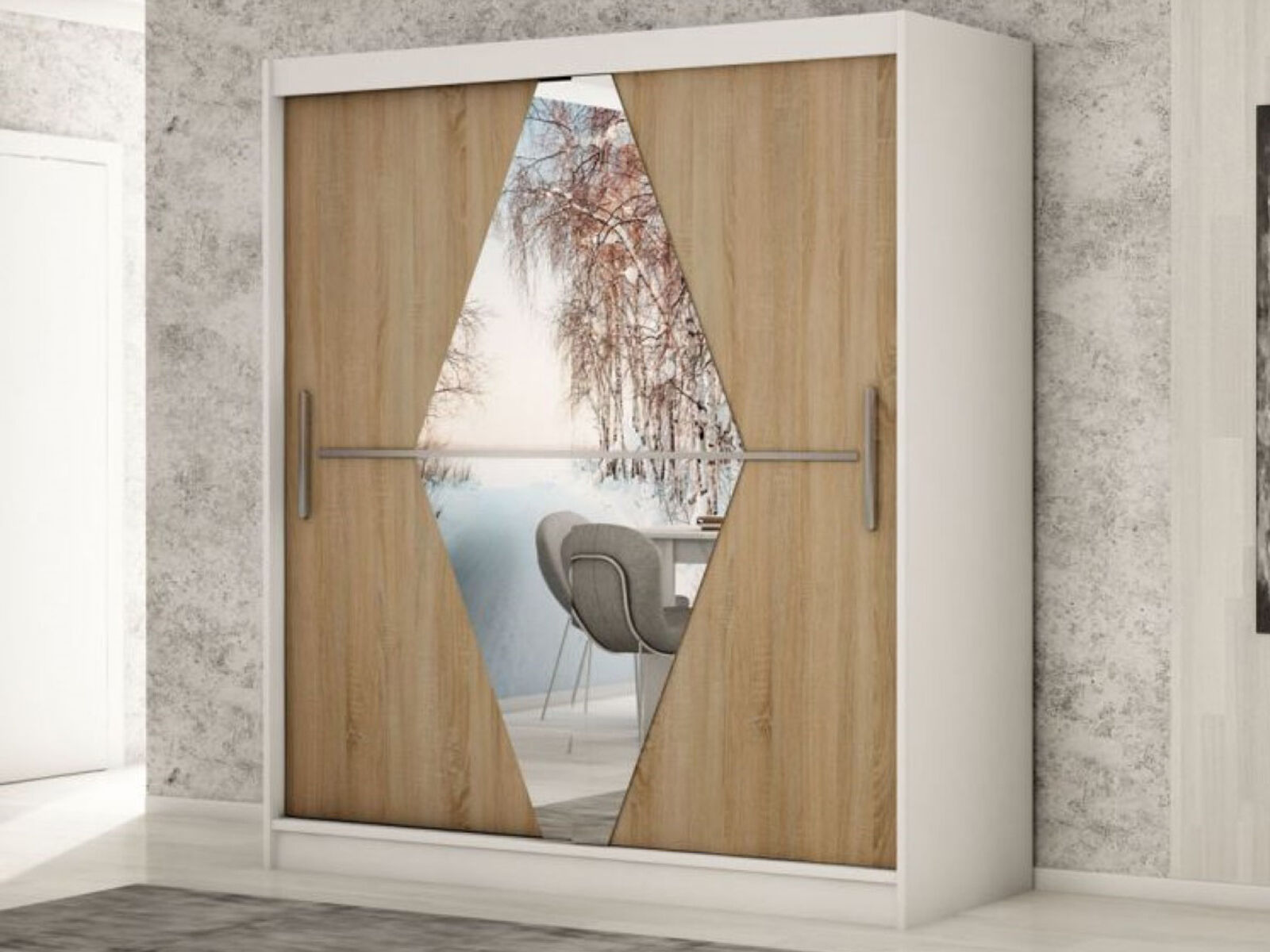 Armoire BOLIVAR 2 portes coulissantes 200 cm blanc/sonoma