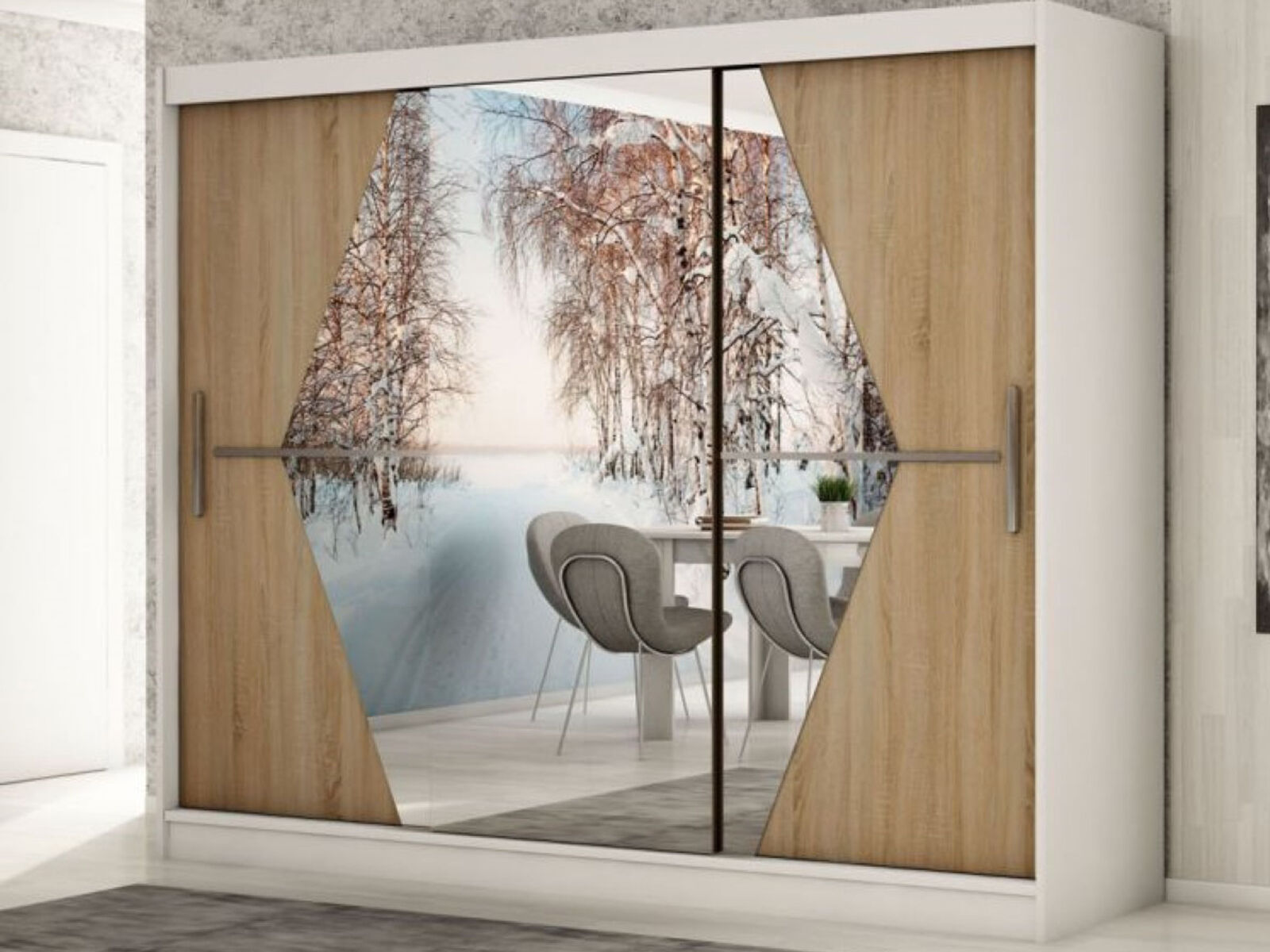 Armoire BOLIVAR 3 portes coulissantes 250 cm blanc/sonoma