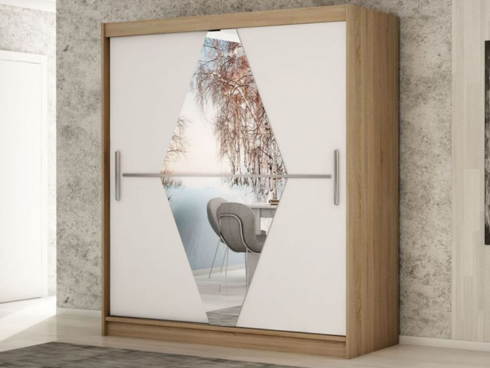 Armoire BOLIVAR 2 portes coulissantes 180 cm sonoma/blanc