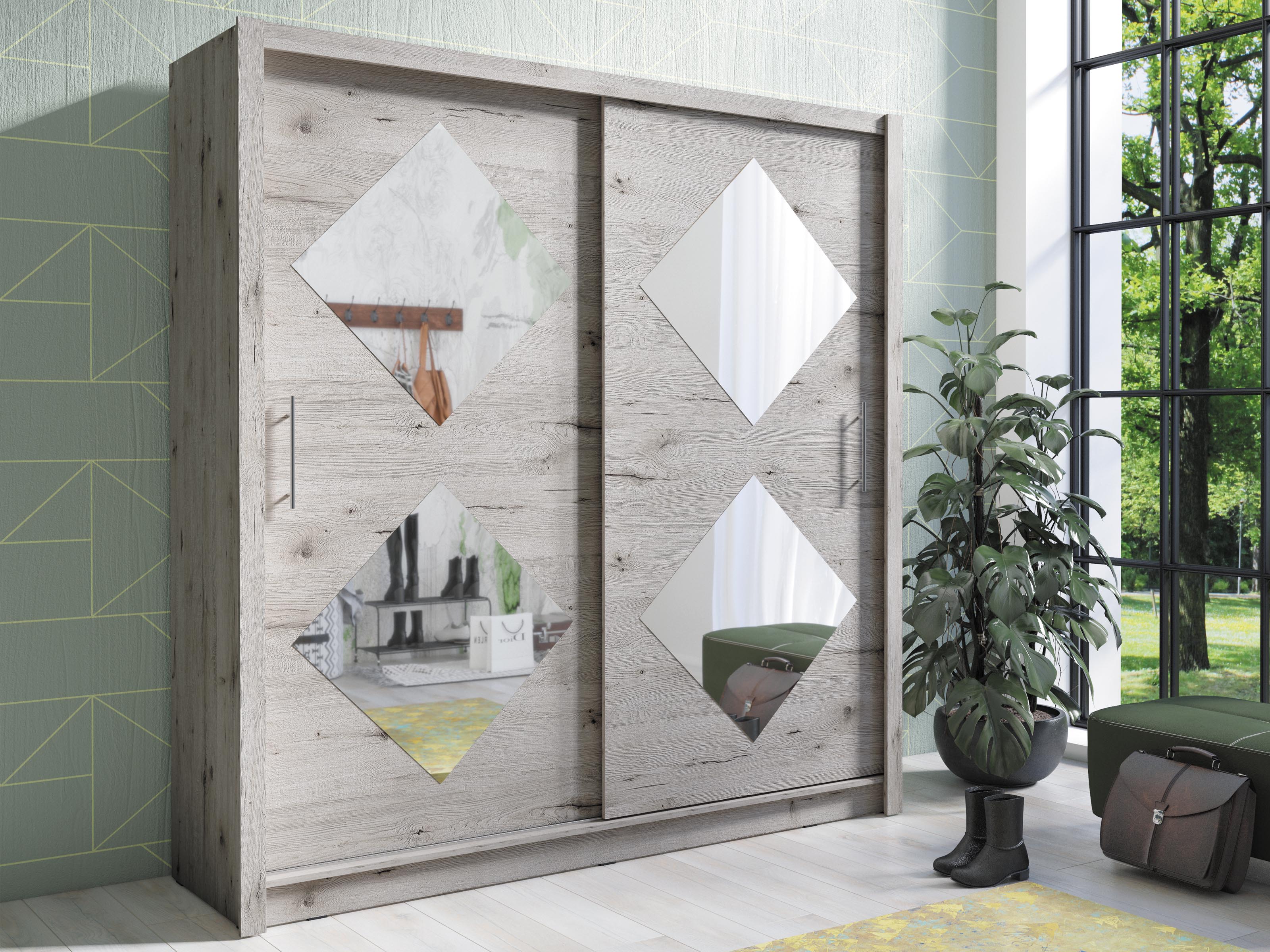 Armoire BORASCO 2 portes 205 cm chêne weelington