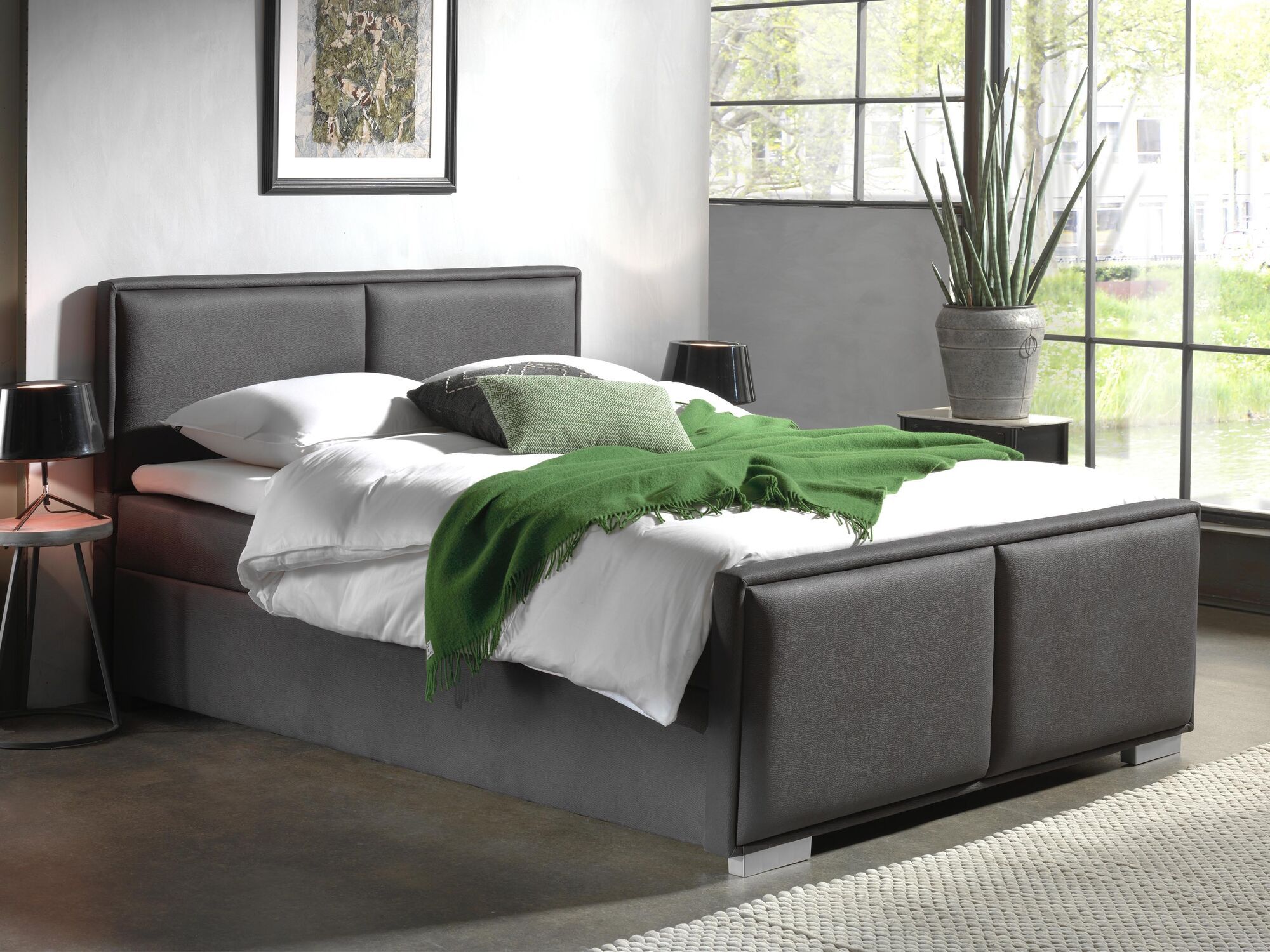 Lit ensemble matelas et sommier AJAX 160x200 cm texas noir