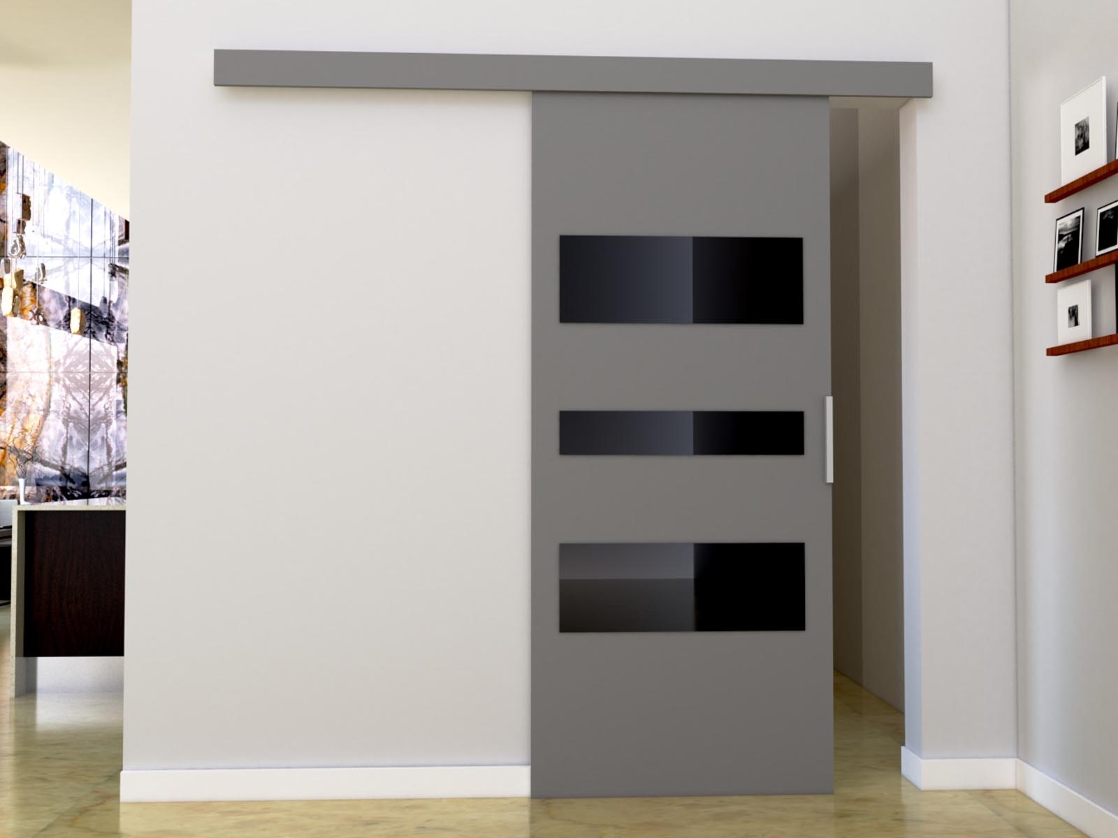 Porte coulissante CORWEL 76 cm gris