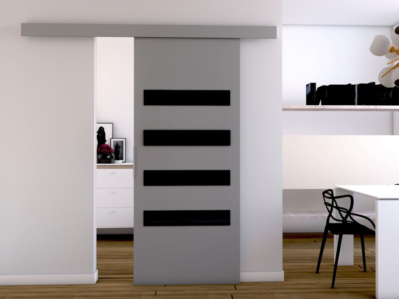 Porte coulissante CLAUDINE 86 cm gris