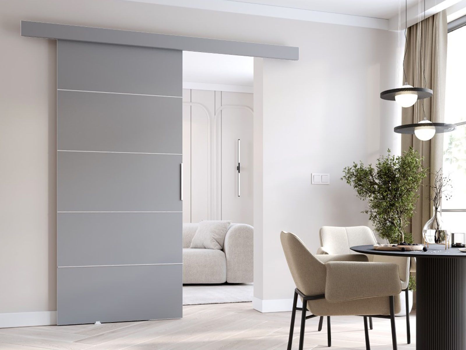 Porte coulissante CLOVIS 86 cm gris