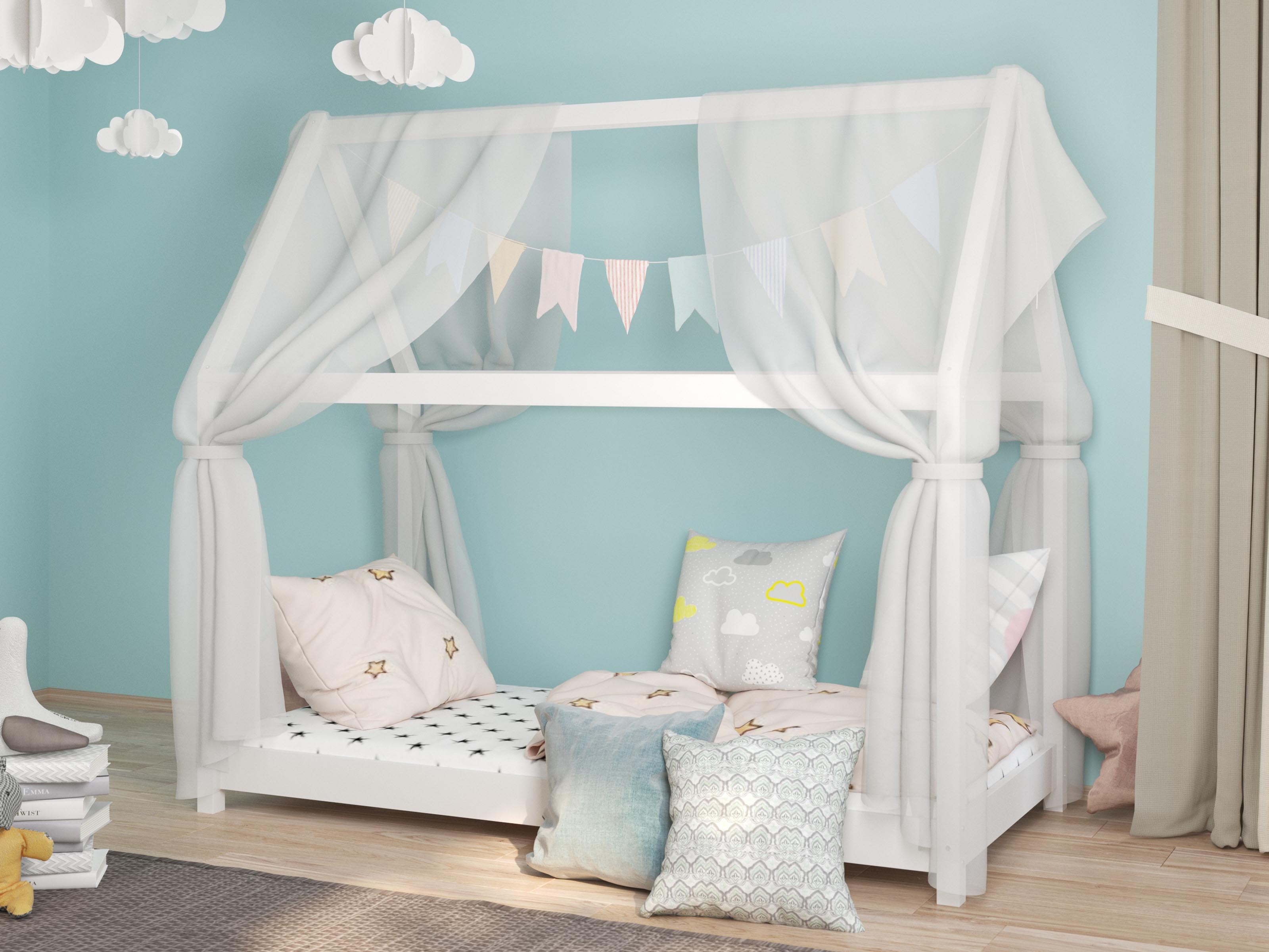 Lit cabane COTTON 160x80 cm pin blanc