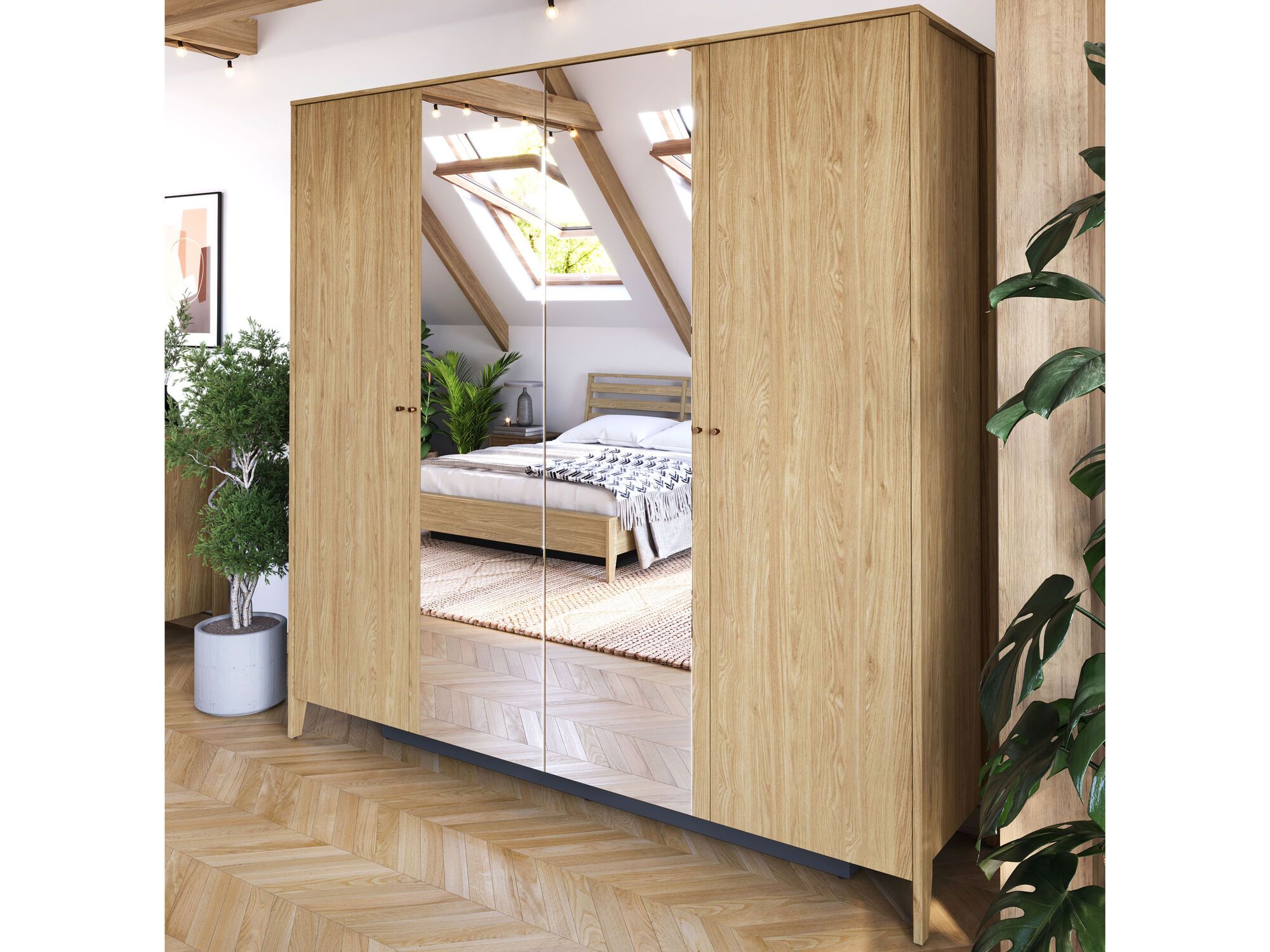 Armoire COSUELO 4 portes chêne huilé