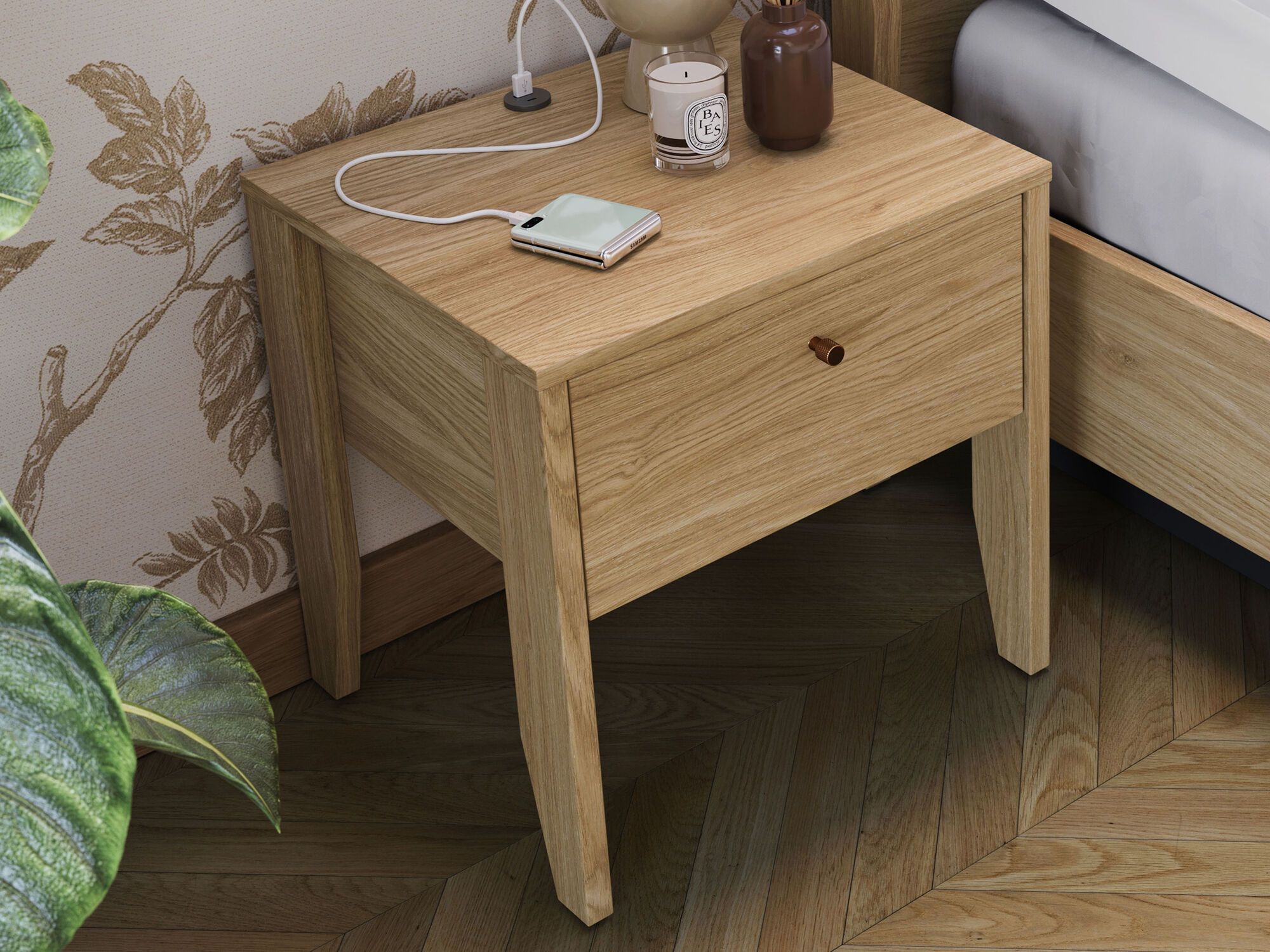 Chevet COSUELO 1 tiroir chêne huilé