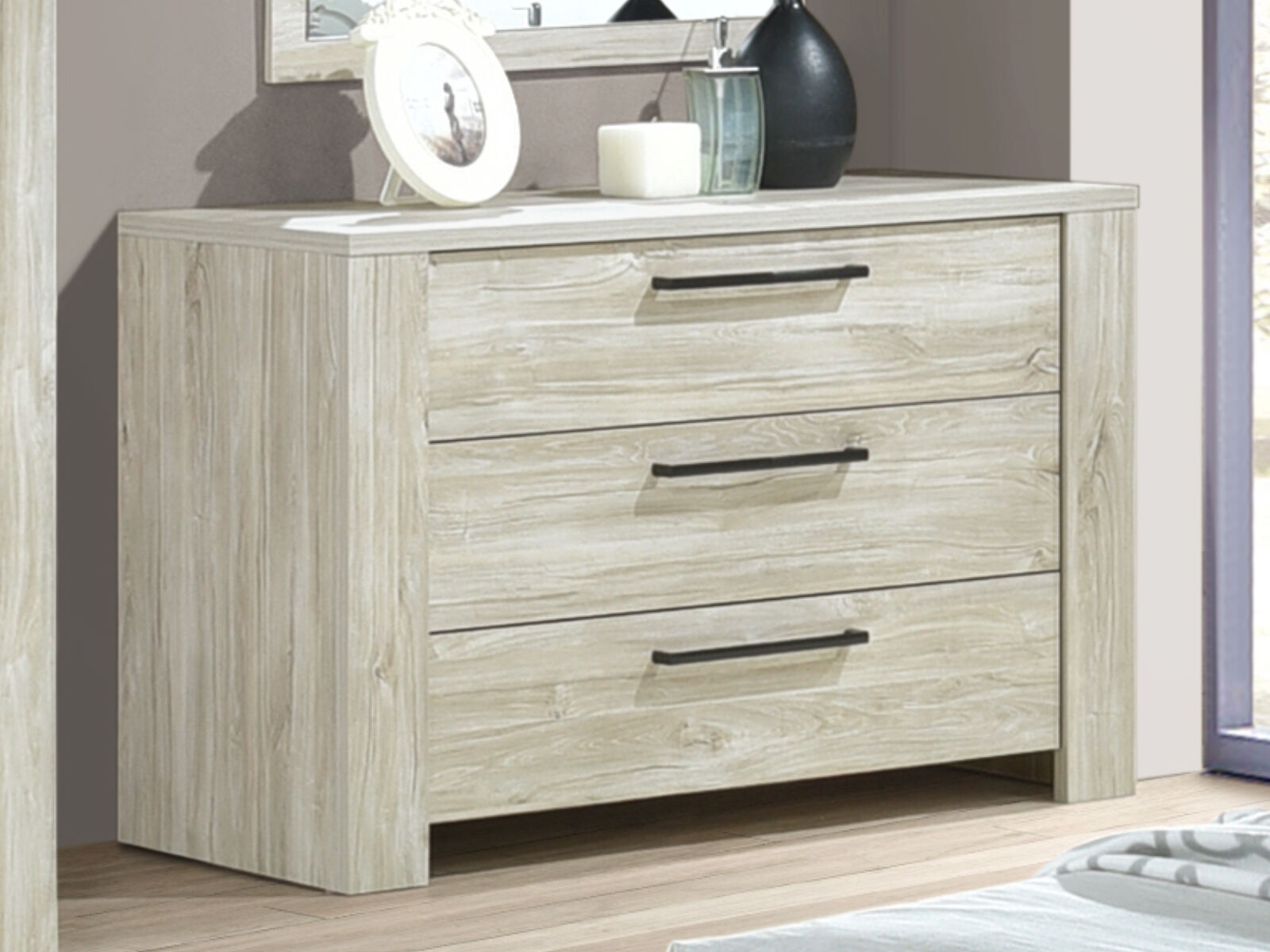 Commode IVAN 3 tiroirs chêne plage