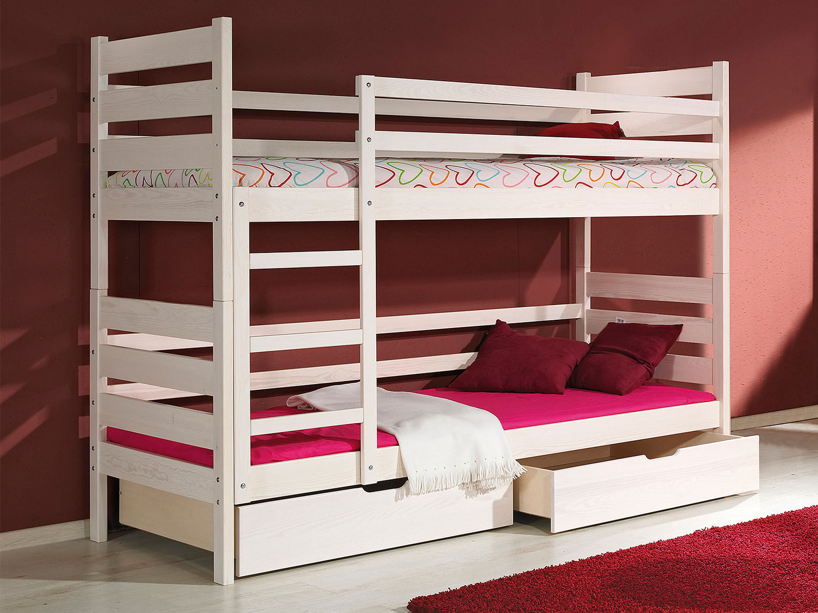 Lit superposé DANILO 80x190 cm pin blanc