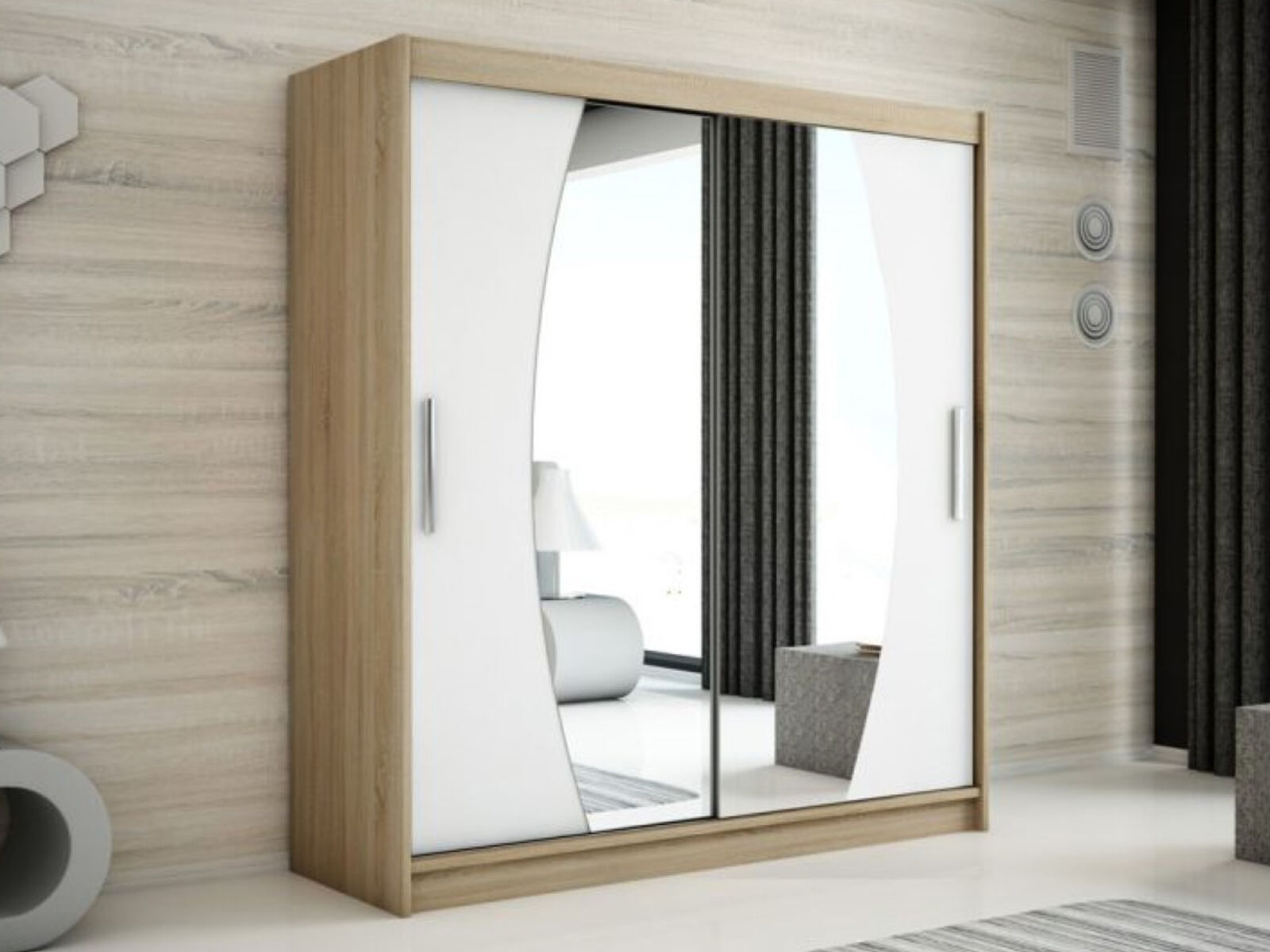 Armoire ELYCOPTER 2 portes coulissantes 200 cm sonoma/blanc