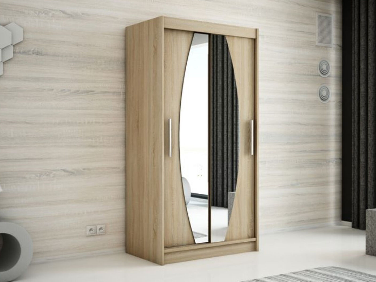 Armoire ELYCOPTER 2 portes coulissantes 120 cm sonoma