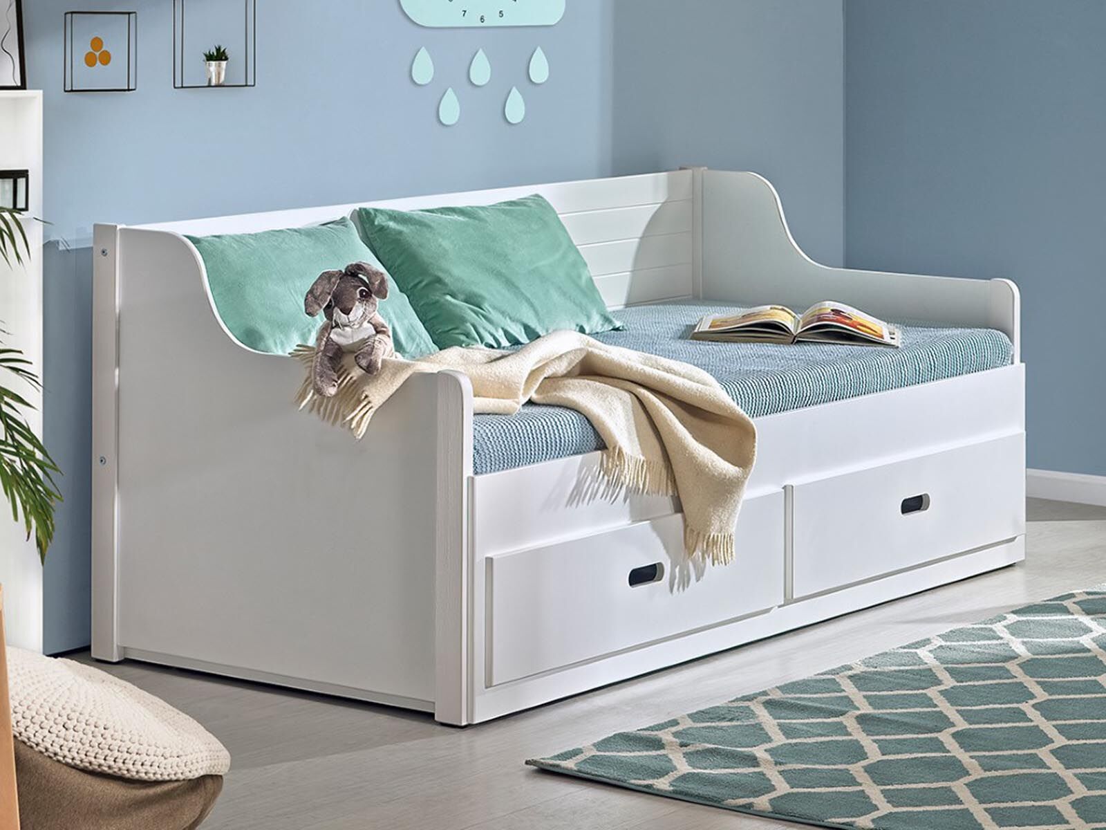 Lit canapé enfant FALONE 80x200 cm pin blanc