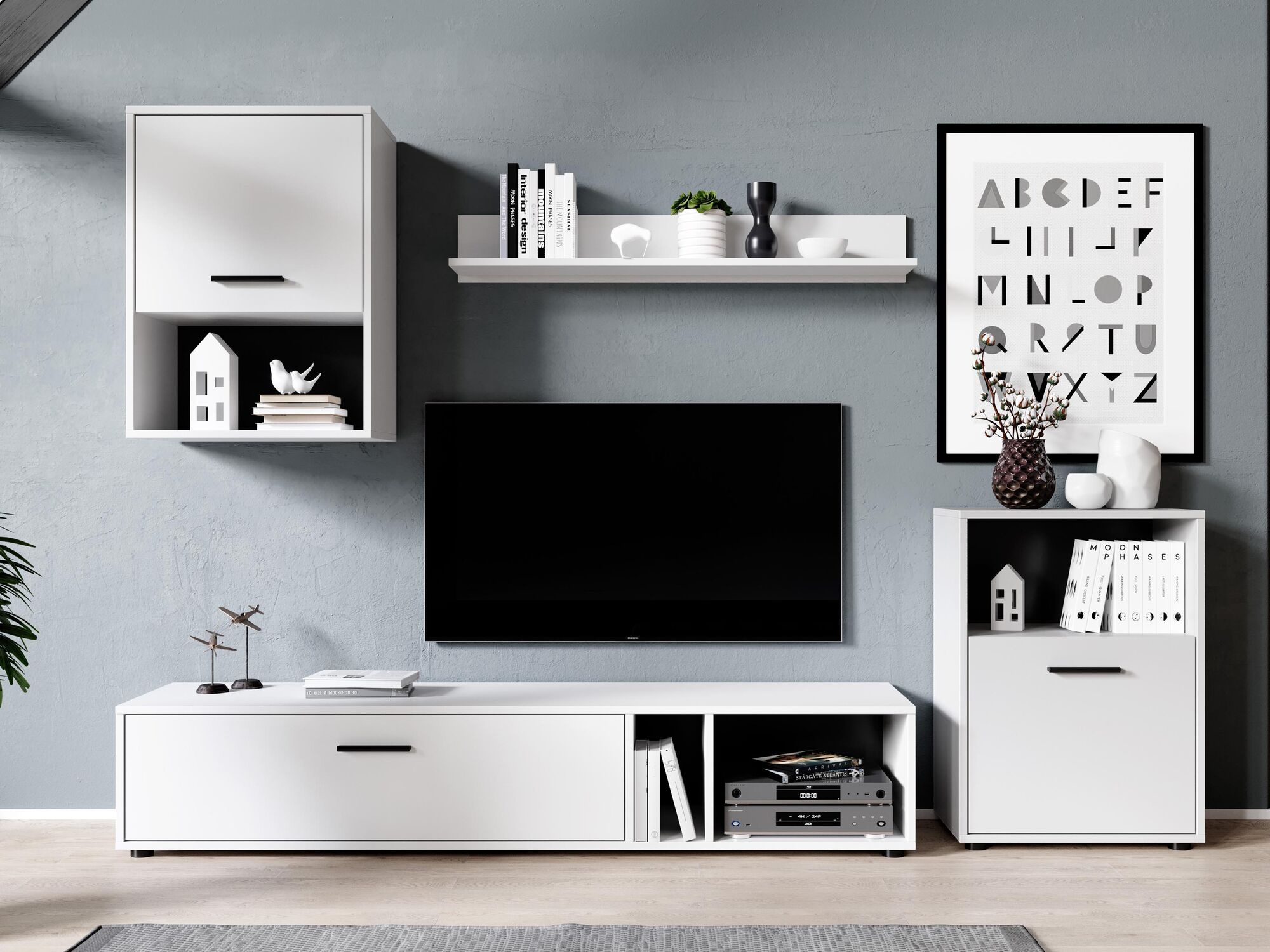 Mur tv-hifi HOLMES 3 portes blanc