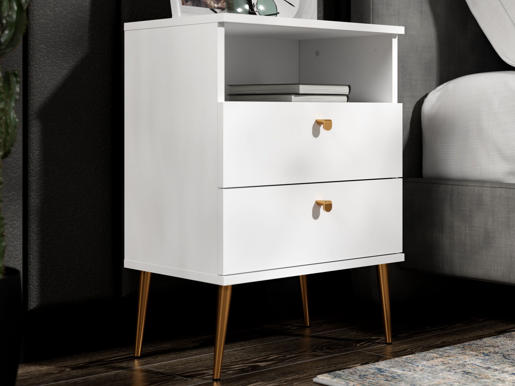 Chevet HIGHSTYLE 2 tiroirs blanc