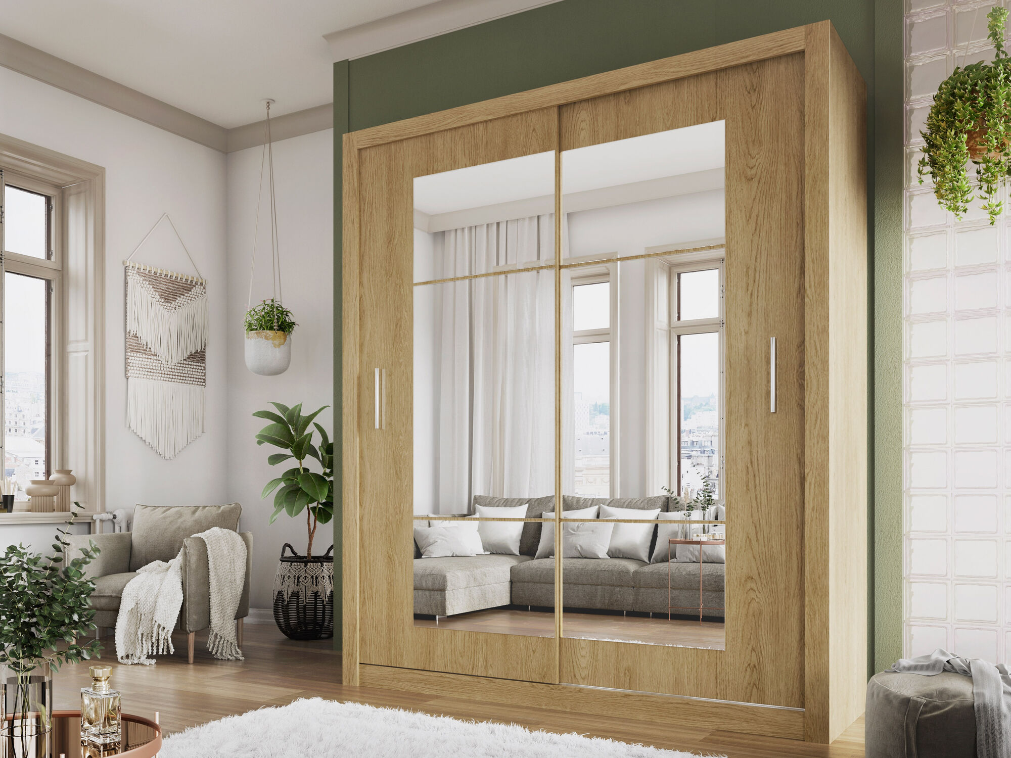 Armoire IDOLE 2 portes coulissantes chêne shetland