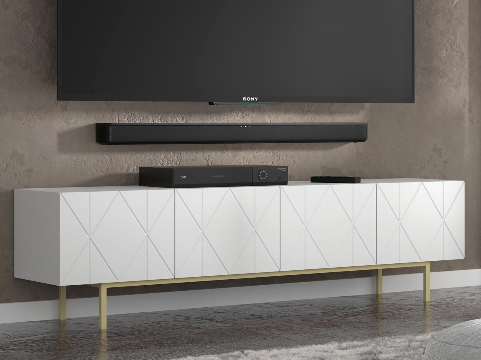 Meuble tv-hifi KAIRAN 4 portes blanc