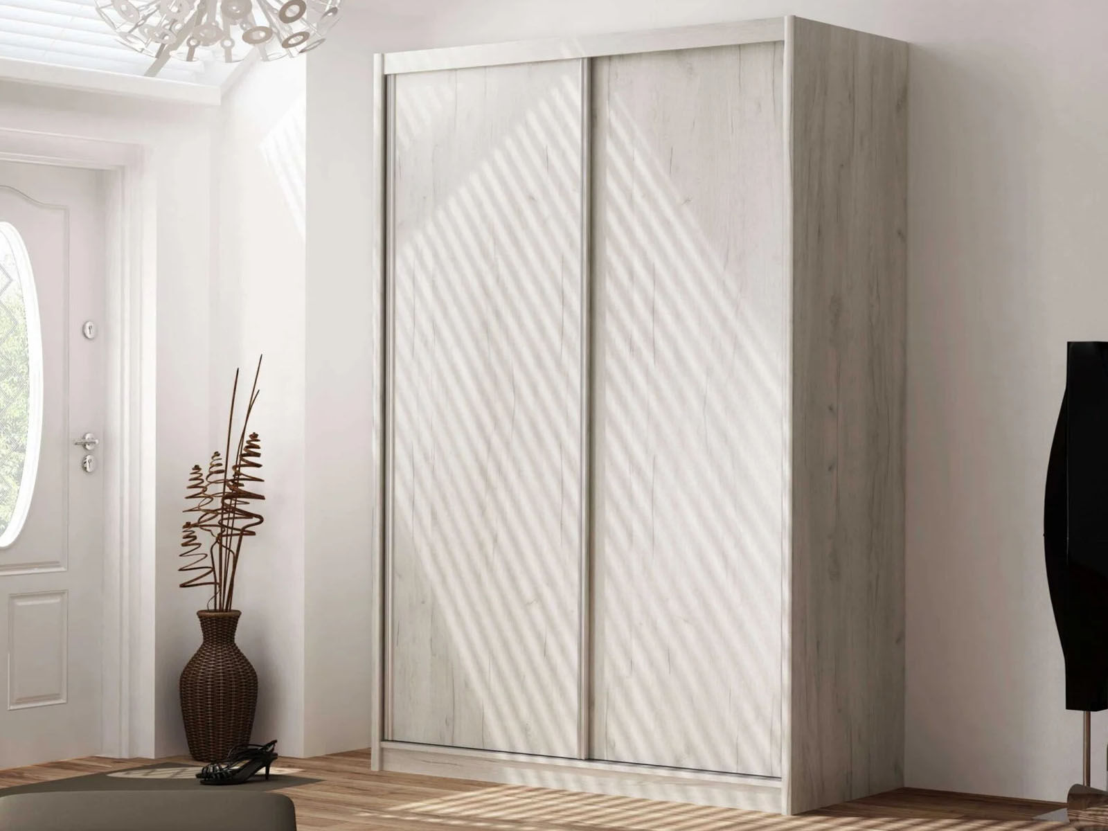 Armoire KARL 2 portes coulissantes chêne blanchi
