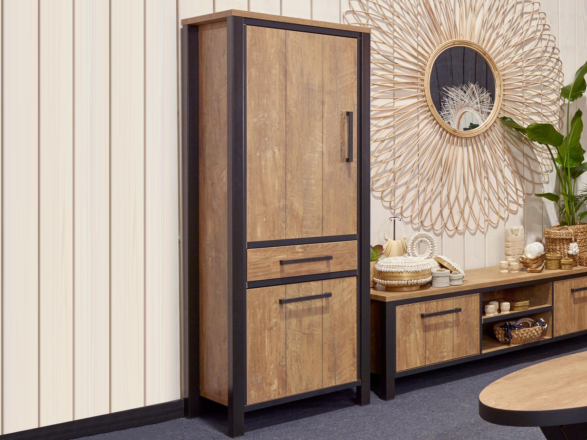 Colonne LOVELY 2 portes 1 tiroir gauche teck orangé