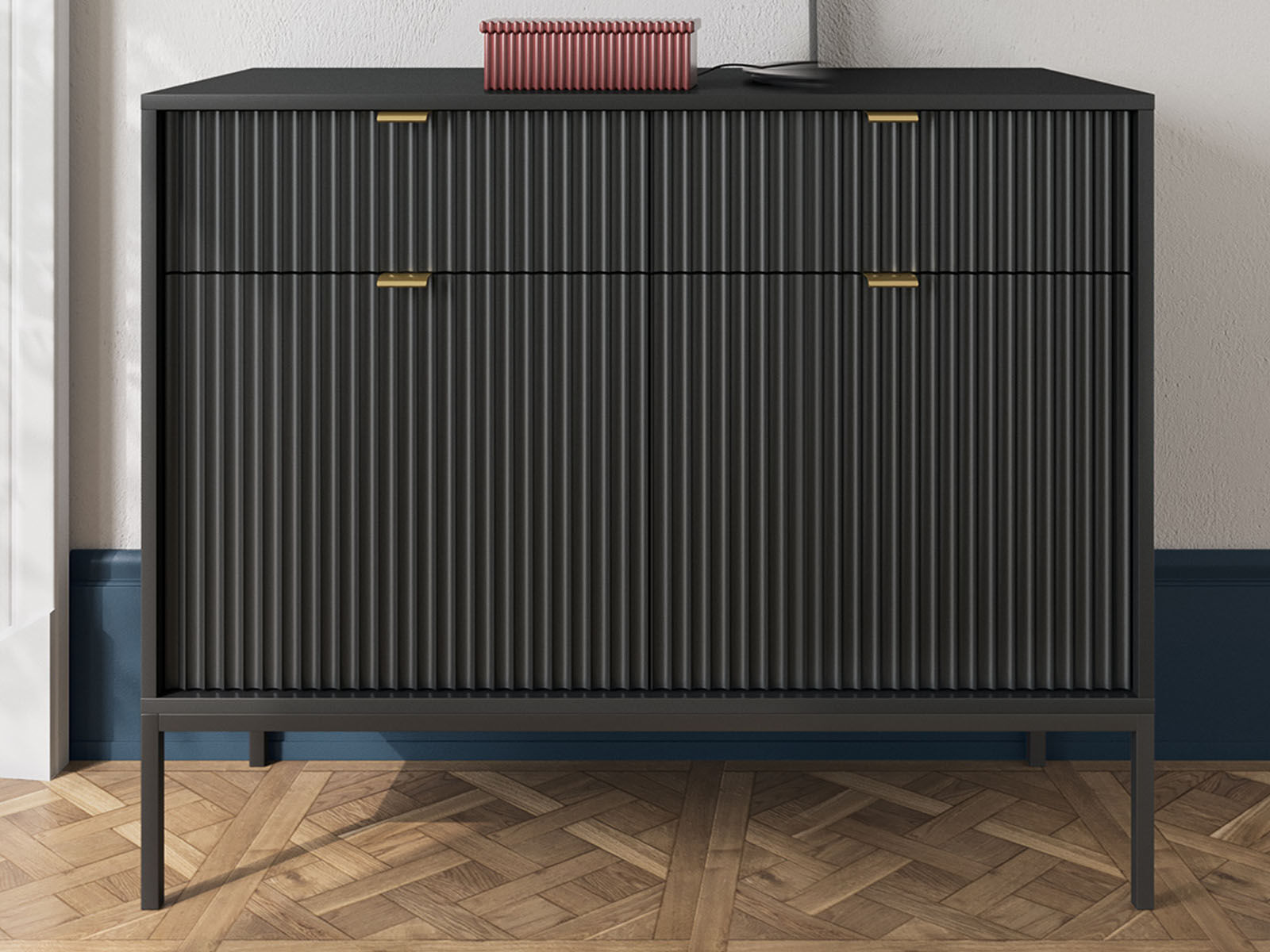 Buffet/bahut NORYA 2 portes 2 tiroirs noir