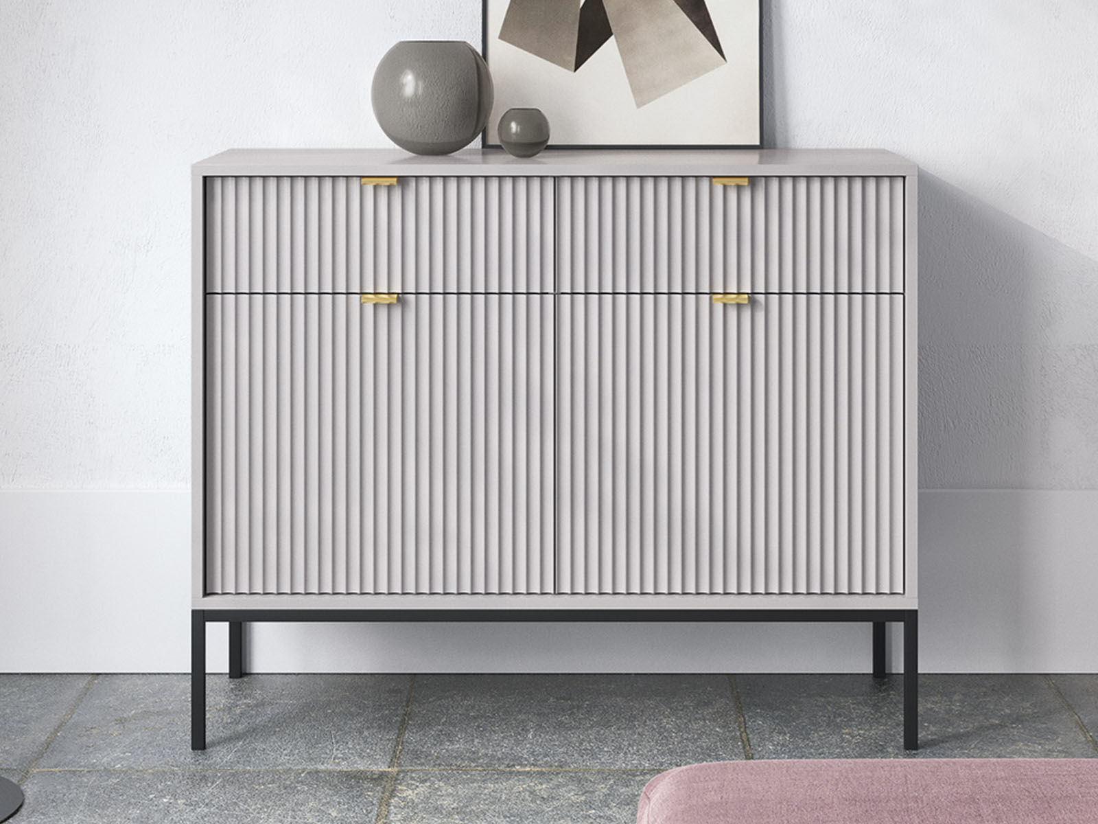 Buffet/bahut NORYA 2 portes 2 tiroirs gris