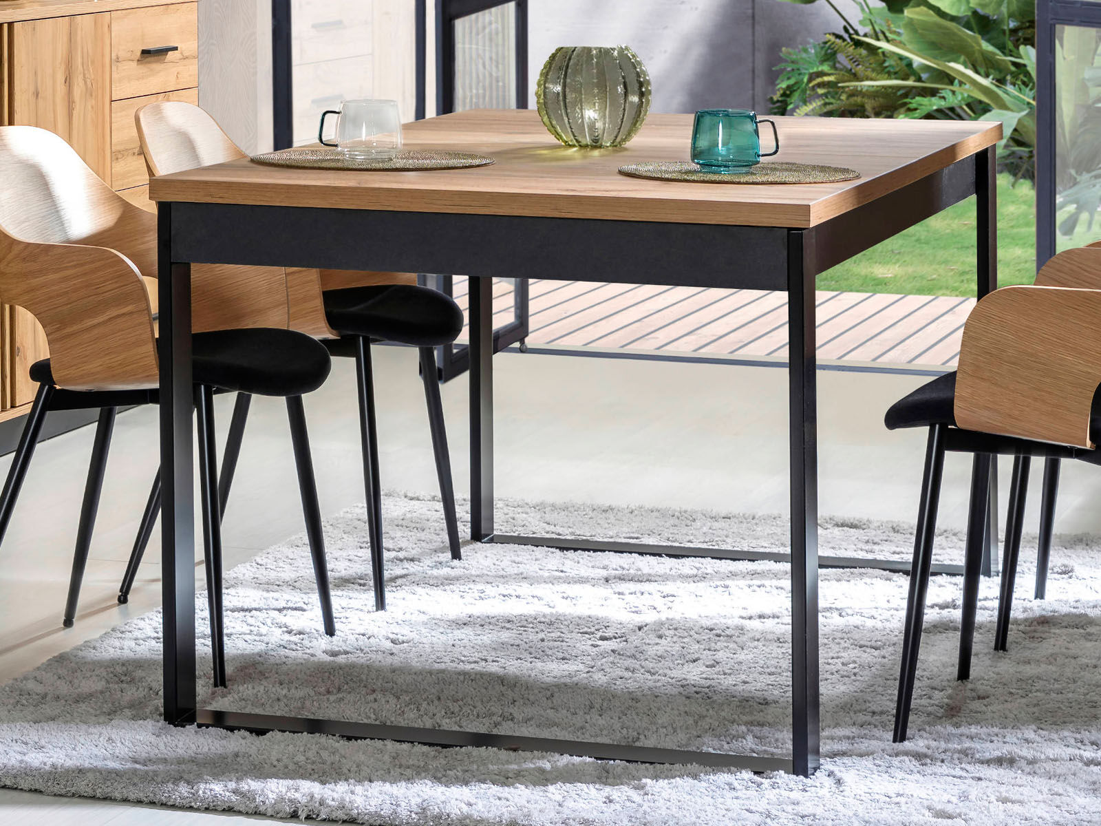 Table repas avec allonge LAVIDA 160 > 240 cm chêne artisan