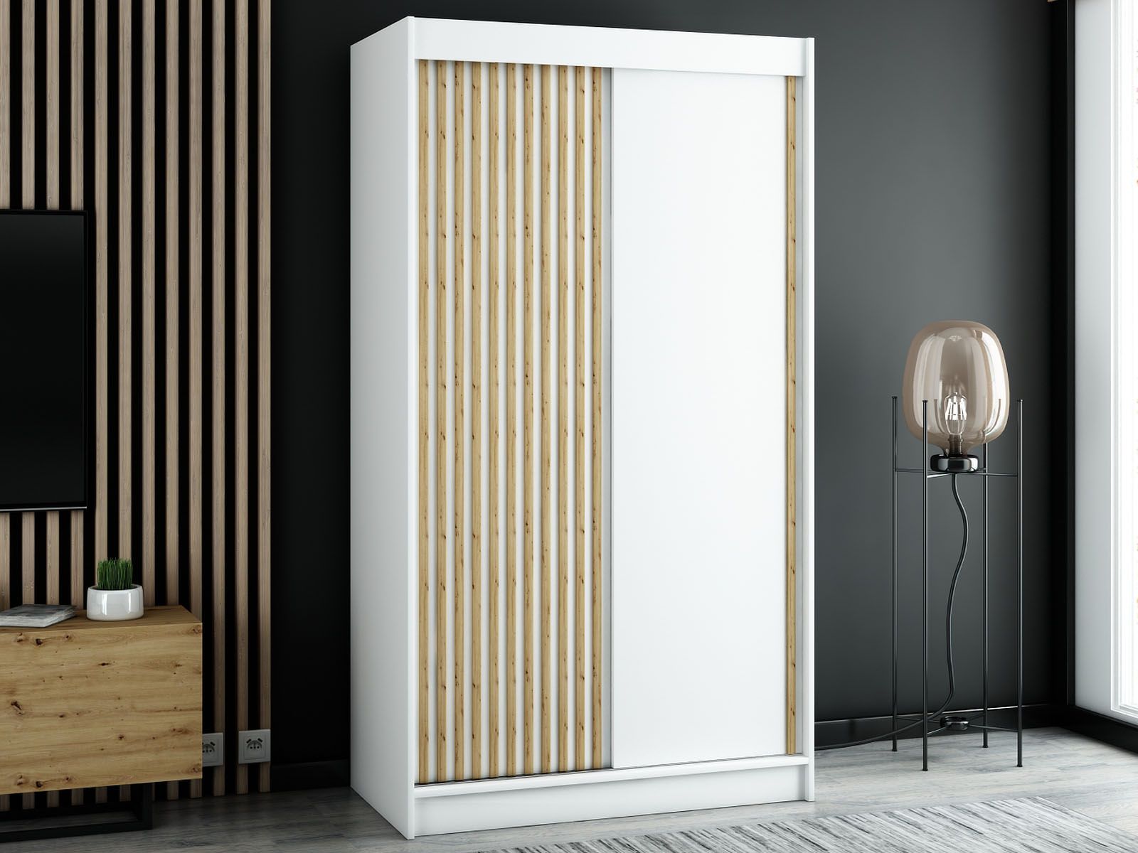 Armoire LAMORA 2 portes coulissantes 120 cm blanc