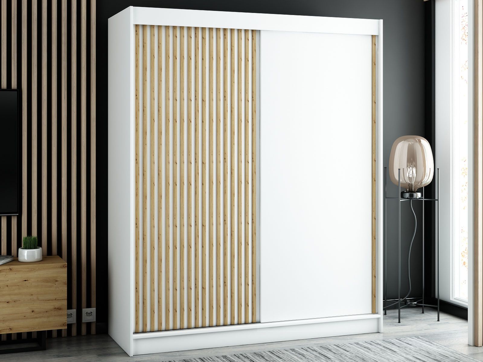 Armoire LAMORA 2 portes coulissantes 180 cm blanc