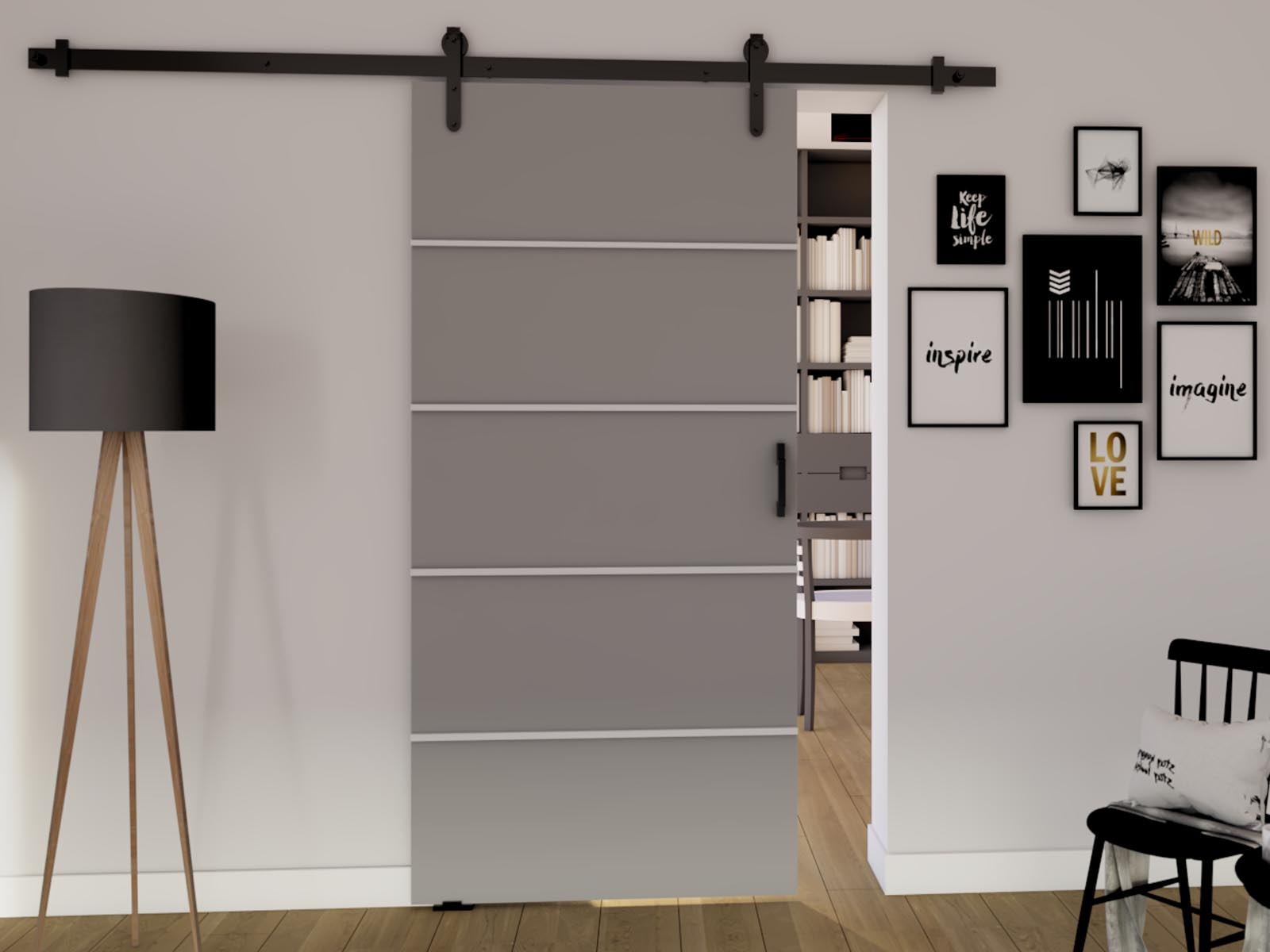 Porte coulissante LIVOURNE 76 cm gris