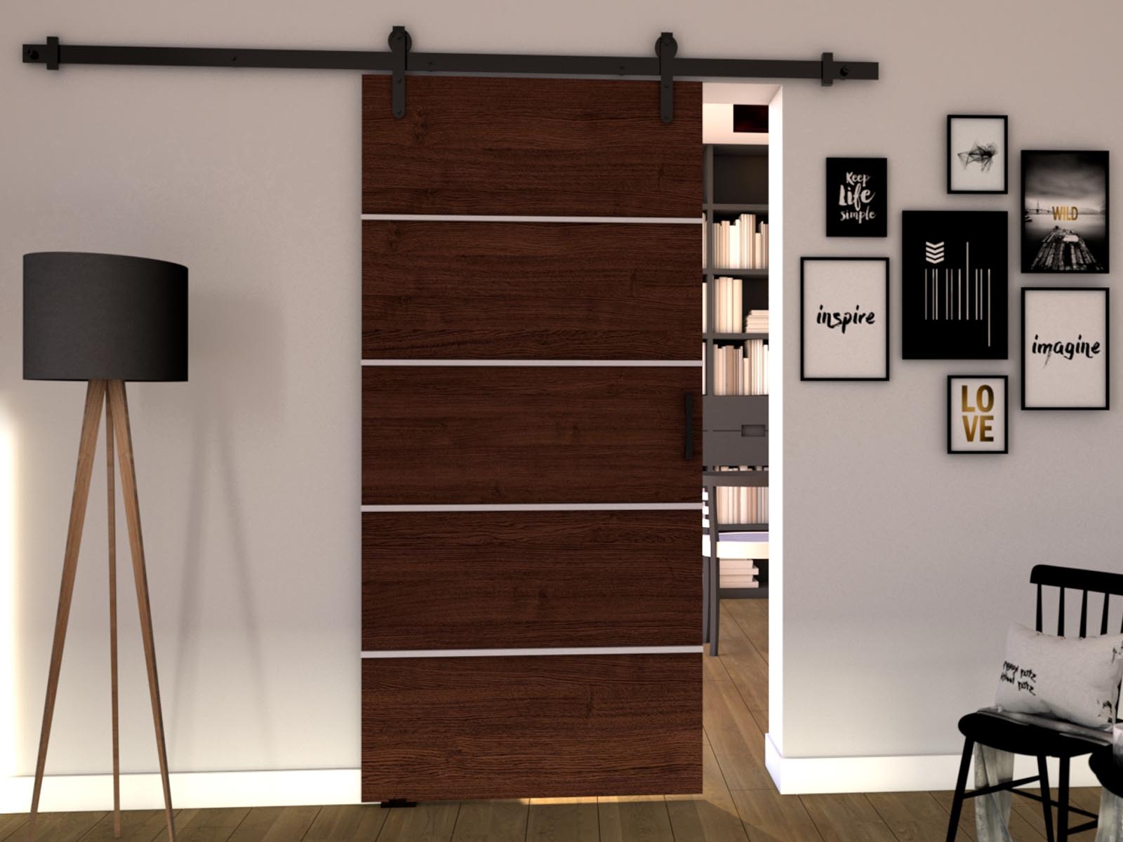 Porte coulissante LIVOURNE 76 cm wengué