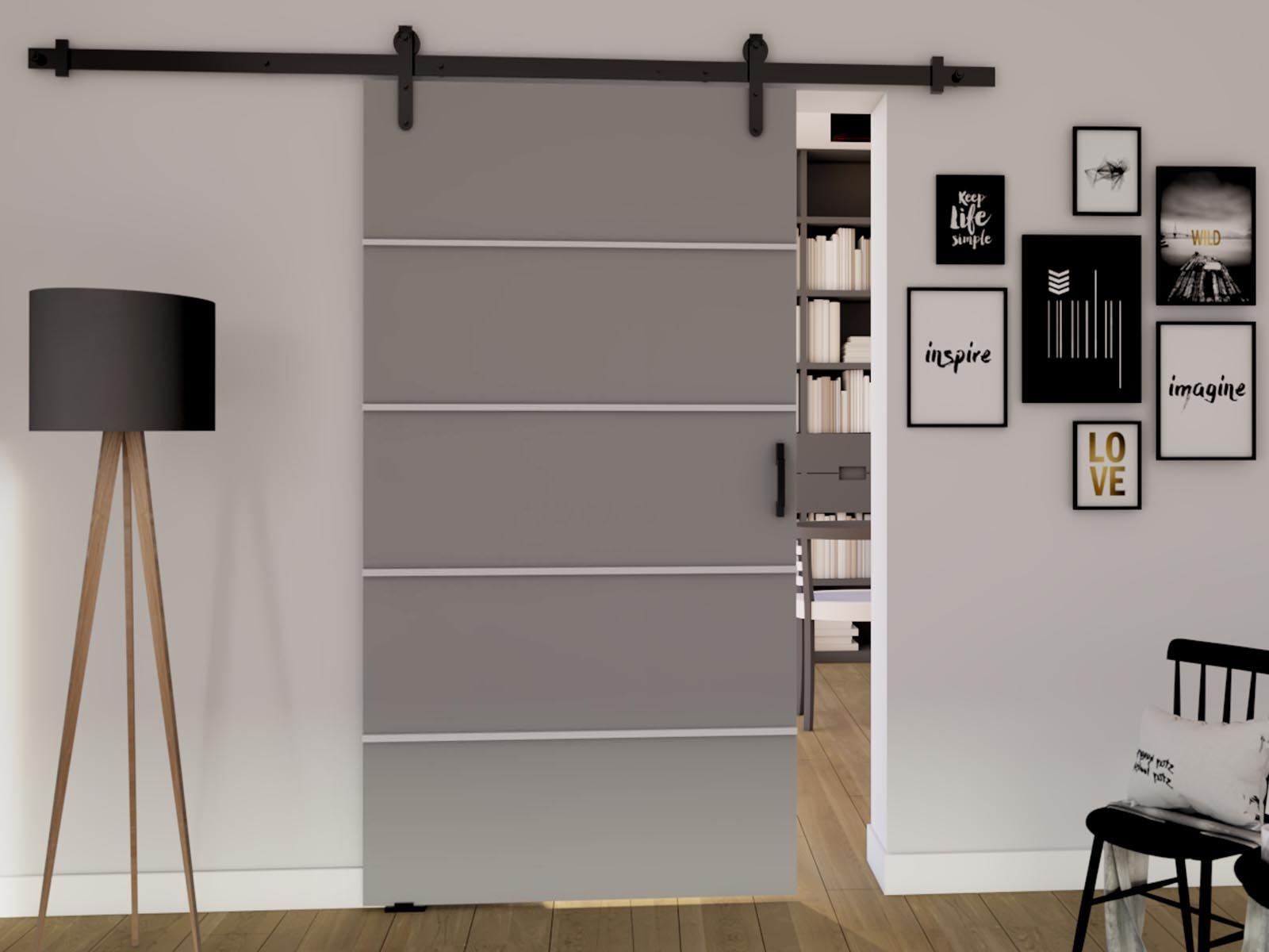 Porte coulissante LIVOURNE 86 cm gris