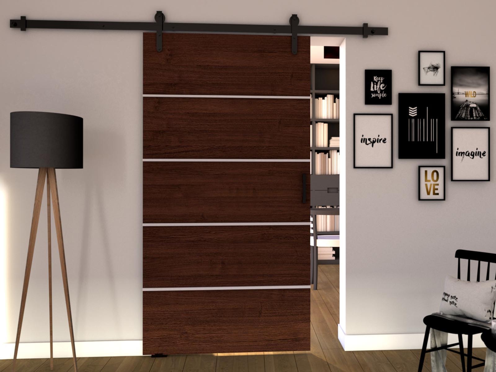 Porte coulissante LIVOURNE 86 cm wengué