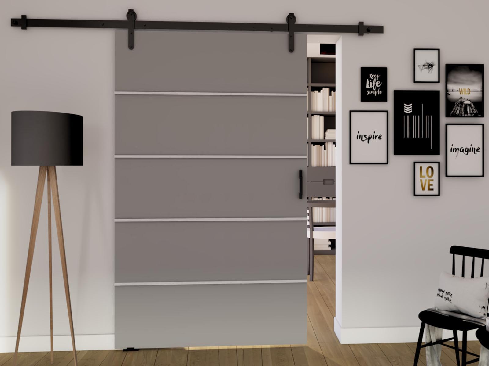 Porte coulissante LIVOURNE 96 cm gris