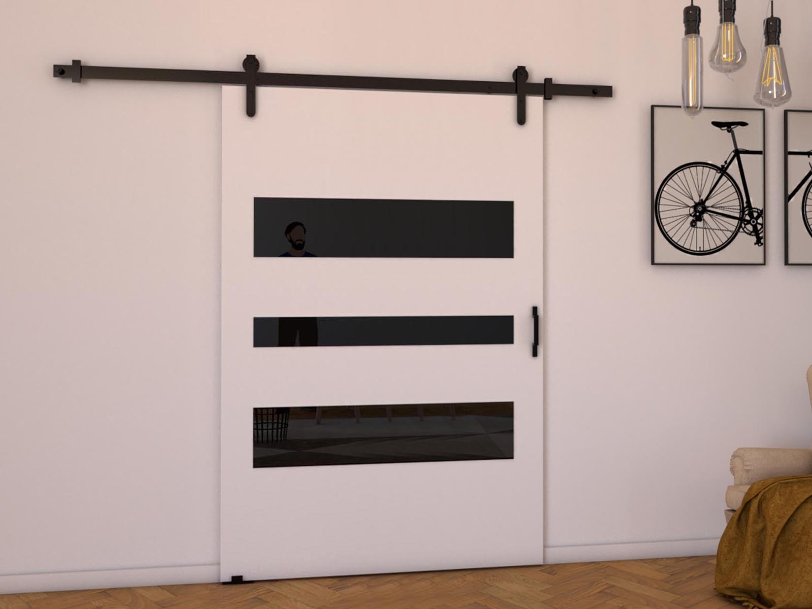 Porte coulissante LITAFO 106 cm blanc