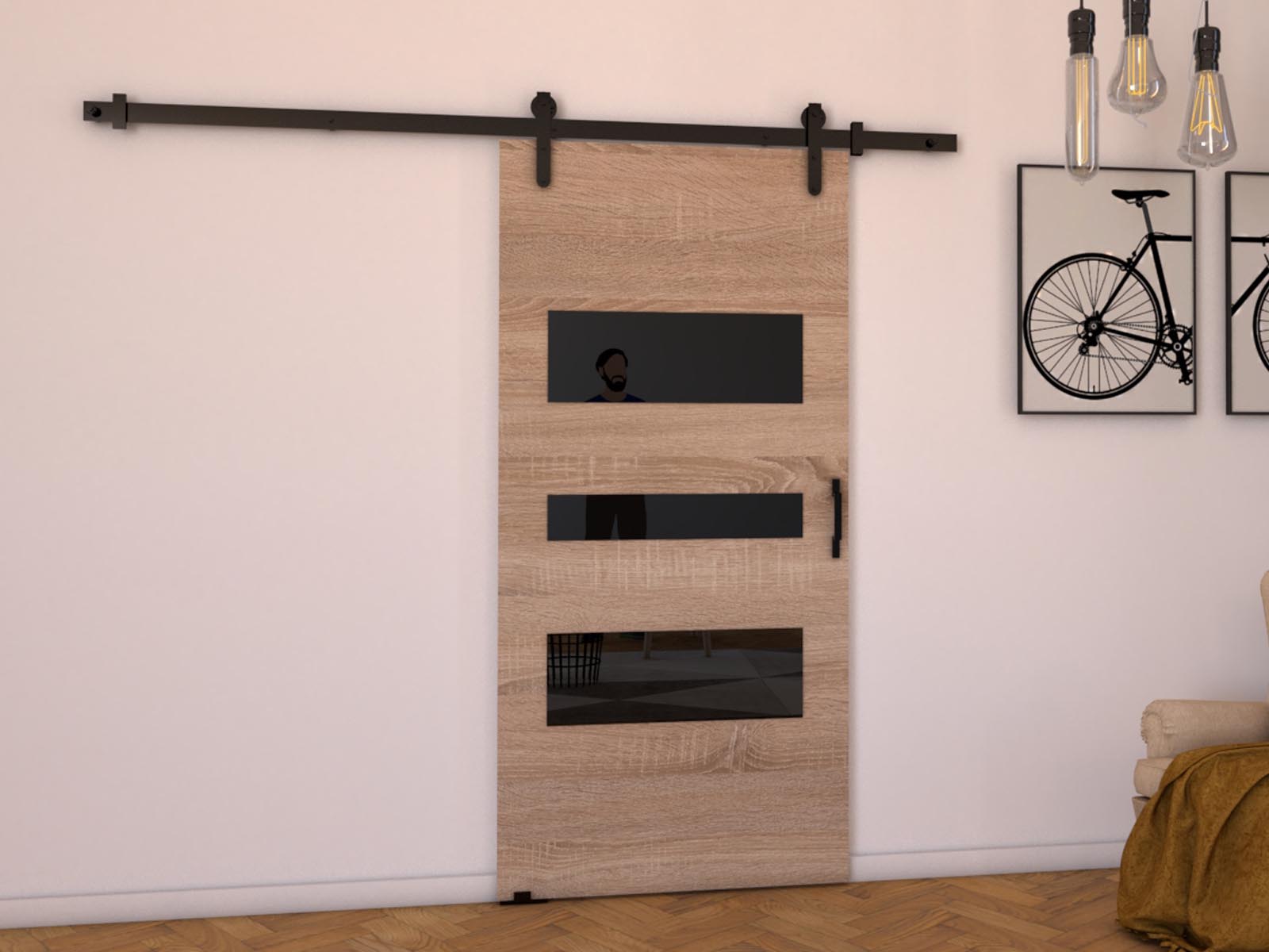 Porte coulissante LITAFO 76 cm sonoma