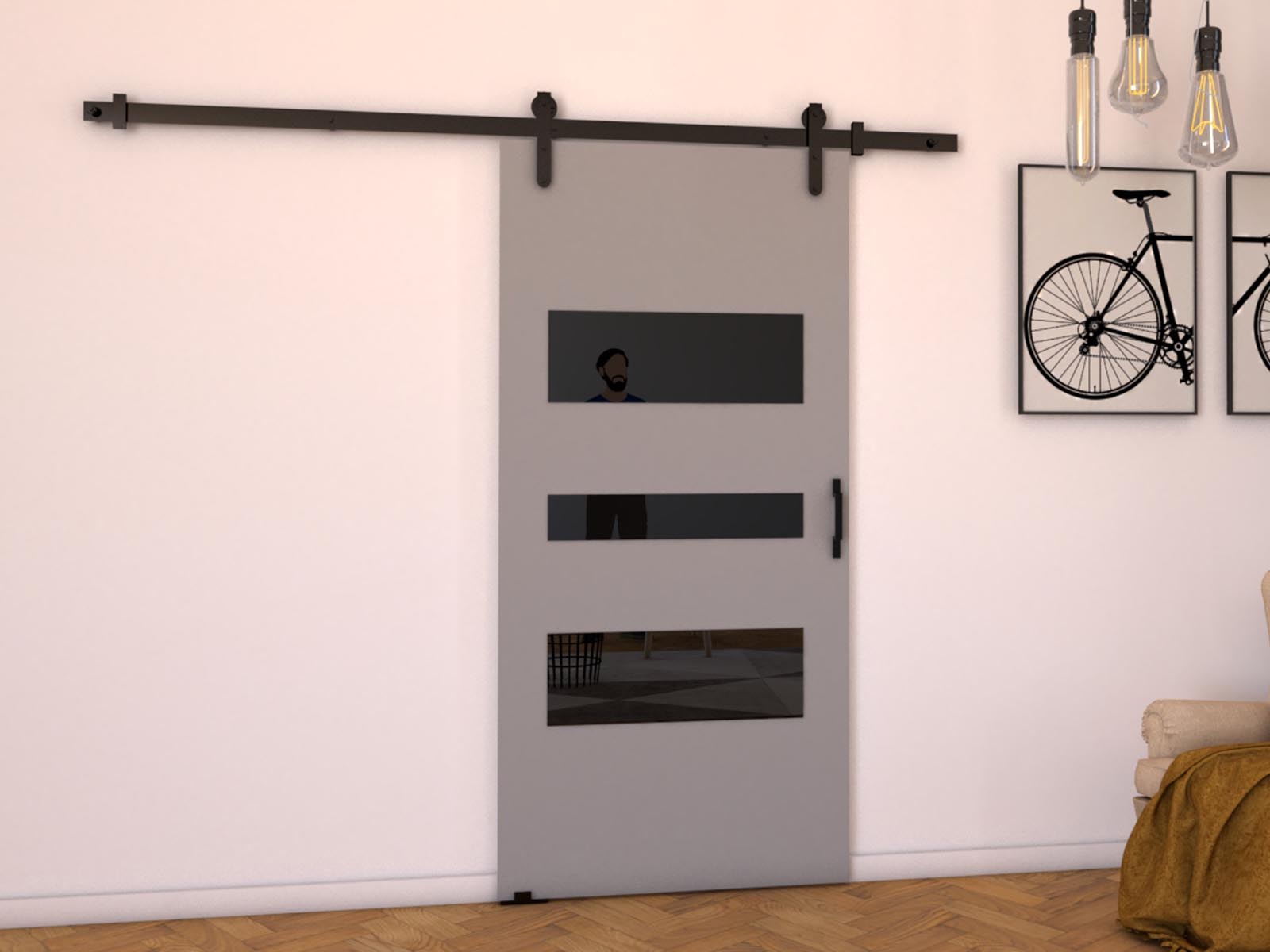 Porte coulissante LITAFO 76 cm gris