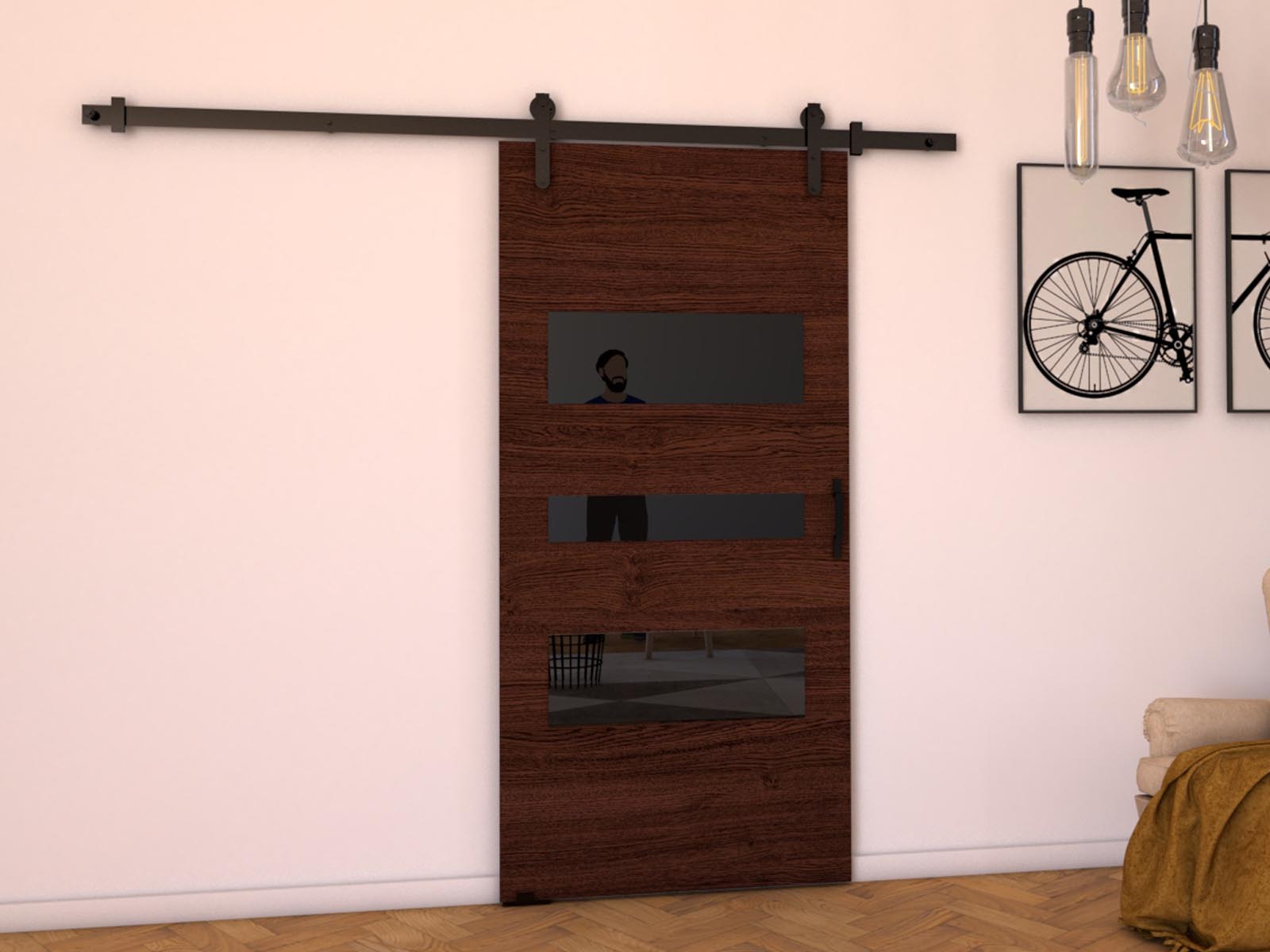 Porte coulissante LITAFO 76 cm wengué