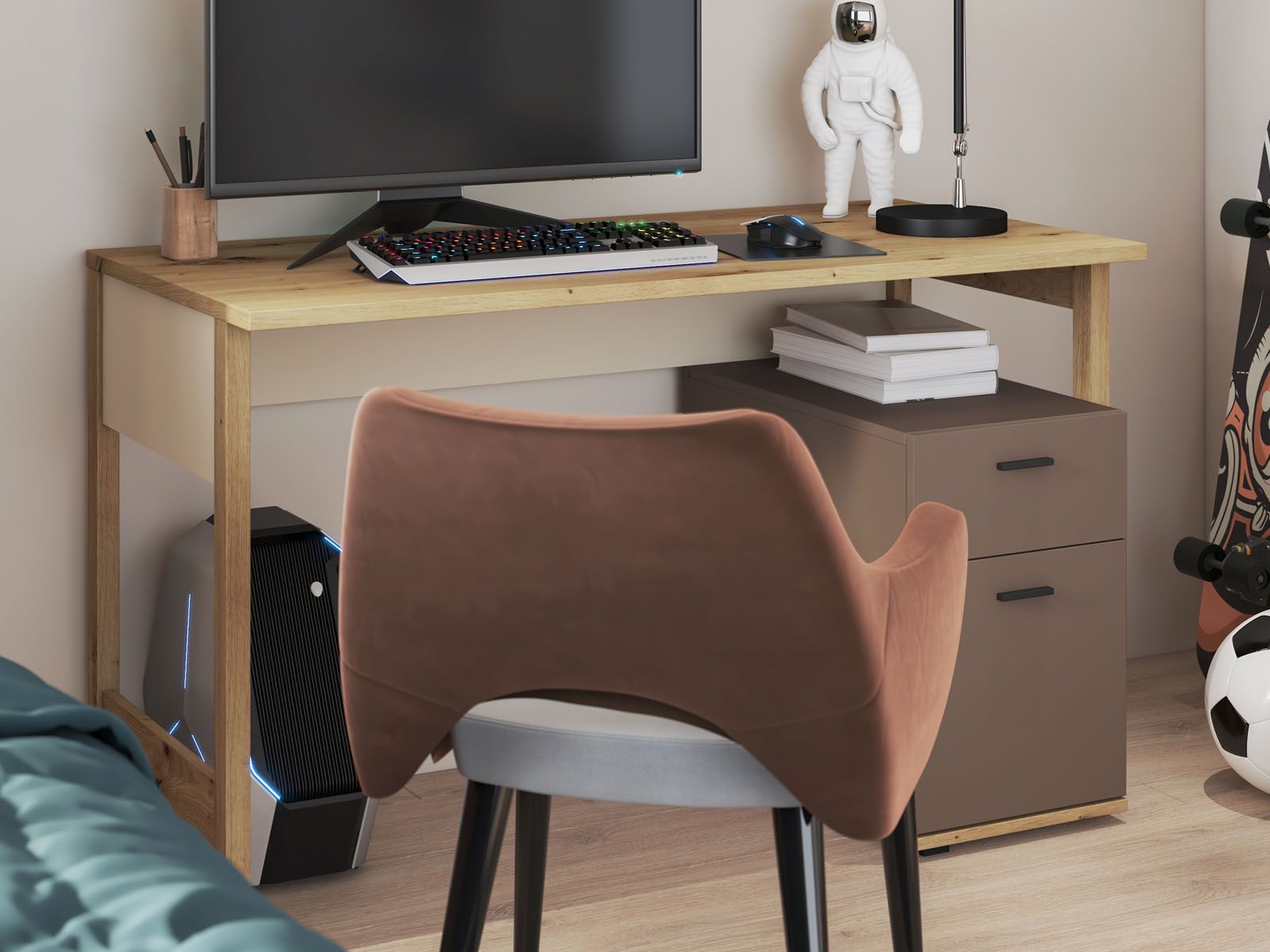 Bureau LENAXO 2 tiroirs cachemire