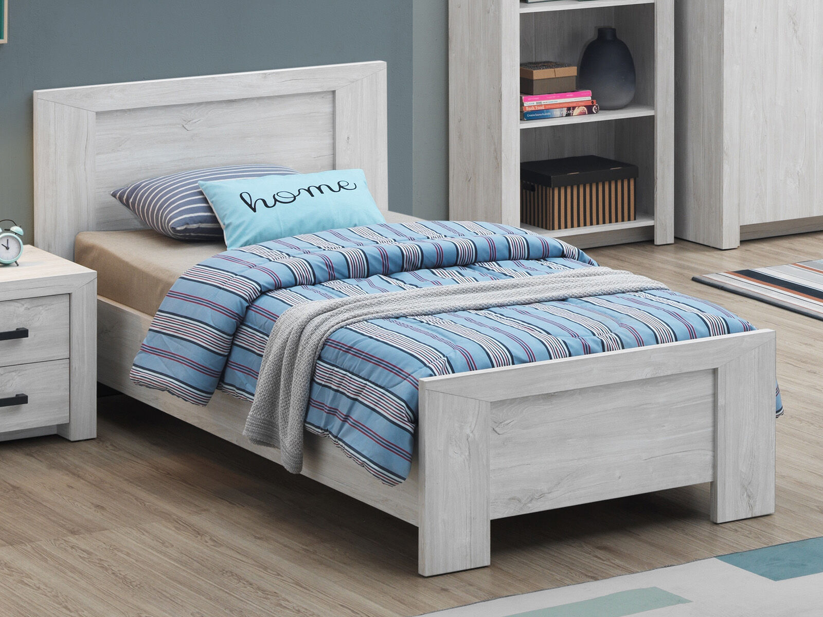 Lit enfant ELVITALIC 90x200 cm chêne blanchi